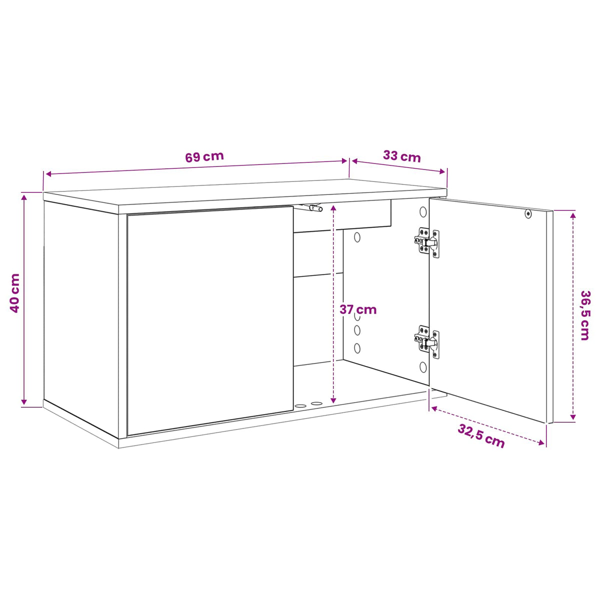 TV ormar za montažu na zid DOKKUM 69 x 33 x 40 cm Hrast sonoma
