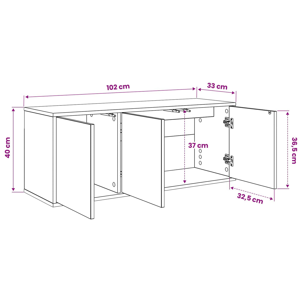 TV ormar za montažu na zid ESSEN 102 x 33 x 40 cm Crni hrast