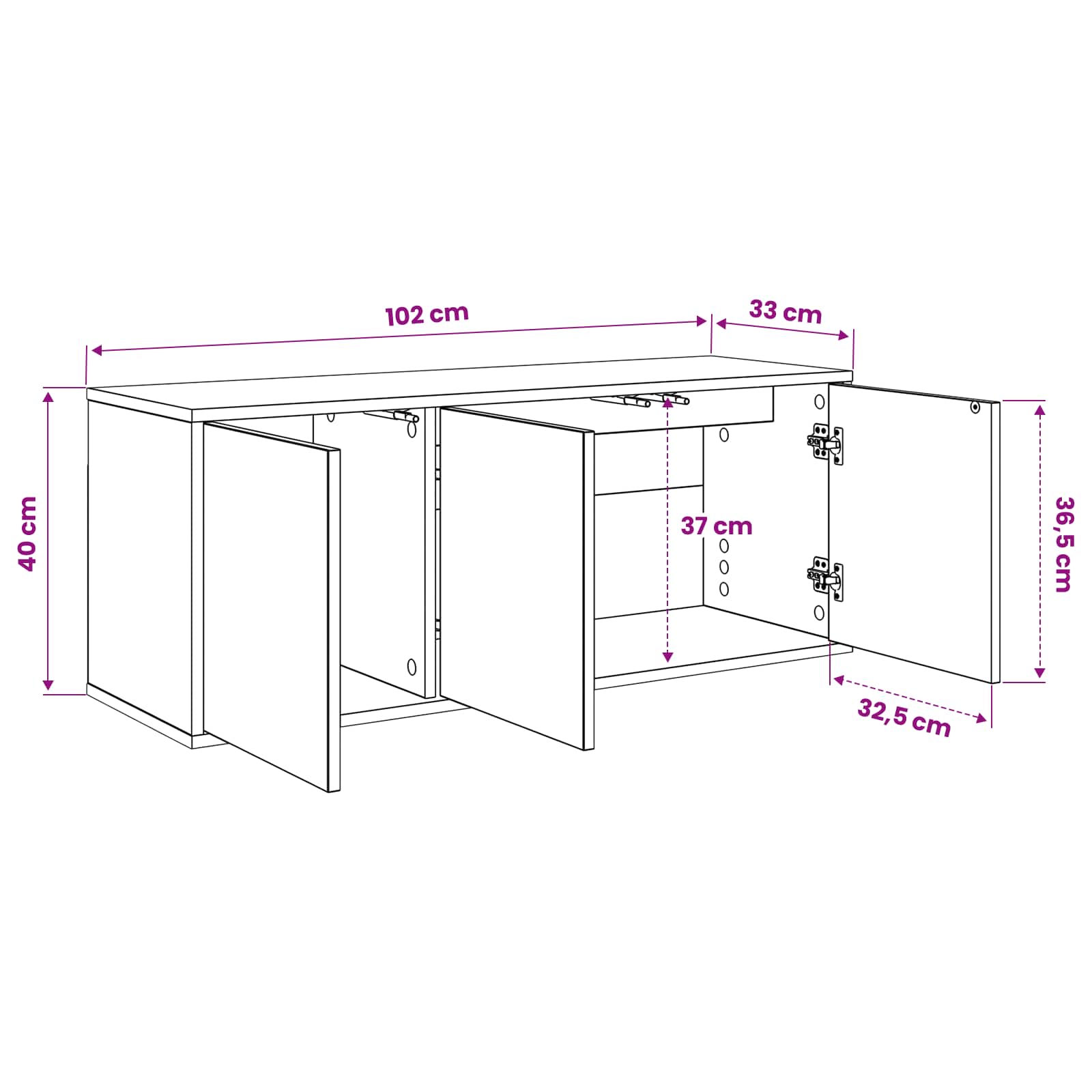 TV ormar za montažu na zid KIEL 102 x 33 x 40 cm Hrast sonoma