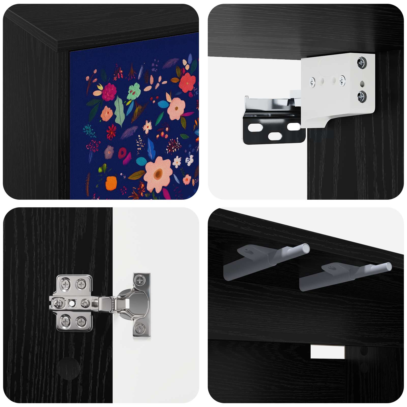 TV ormar za montažu na zid MAINZ 102 x 33 x 40 cm Crni hrast