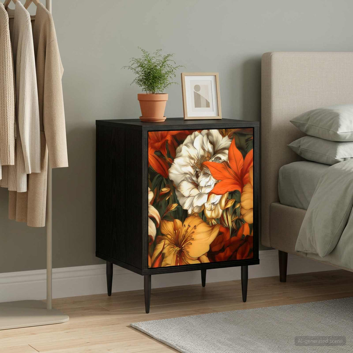 Noćni ormar GENNEP Crni hrast 36 x 33 x 51 cm Konstruirano drvo
