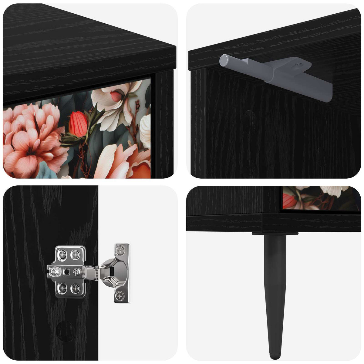 Noćni ormar BORNE Crni hrast 36 x 33 x 51 cm Konstruirano drvo