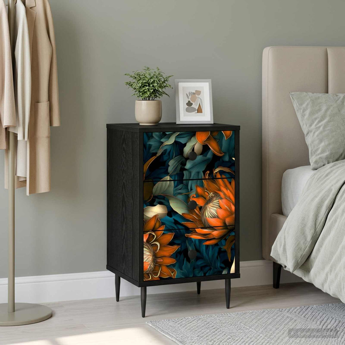 Noćni ormar LOCHEM Crni hrast 36 x 33 x 61 cm Konstruirano drvo