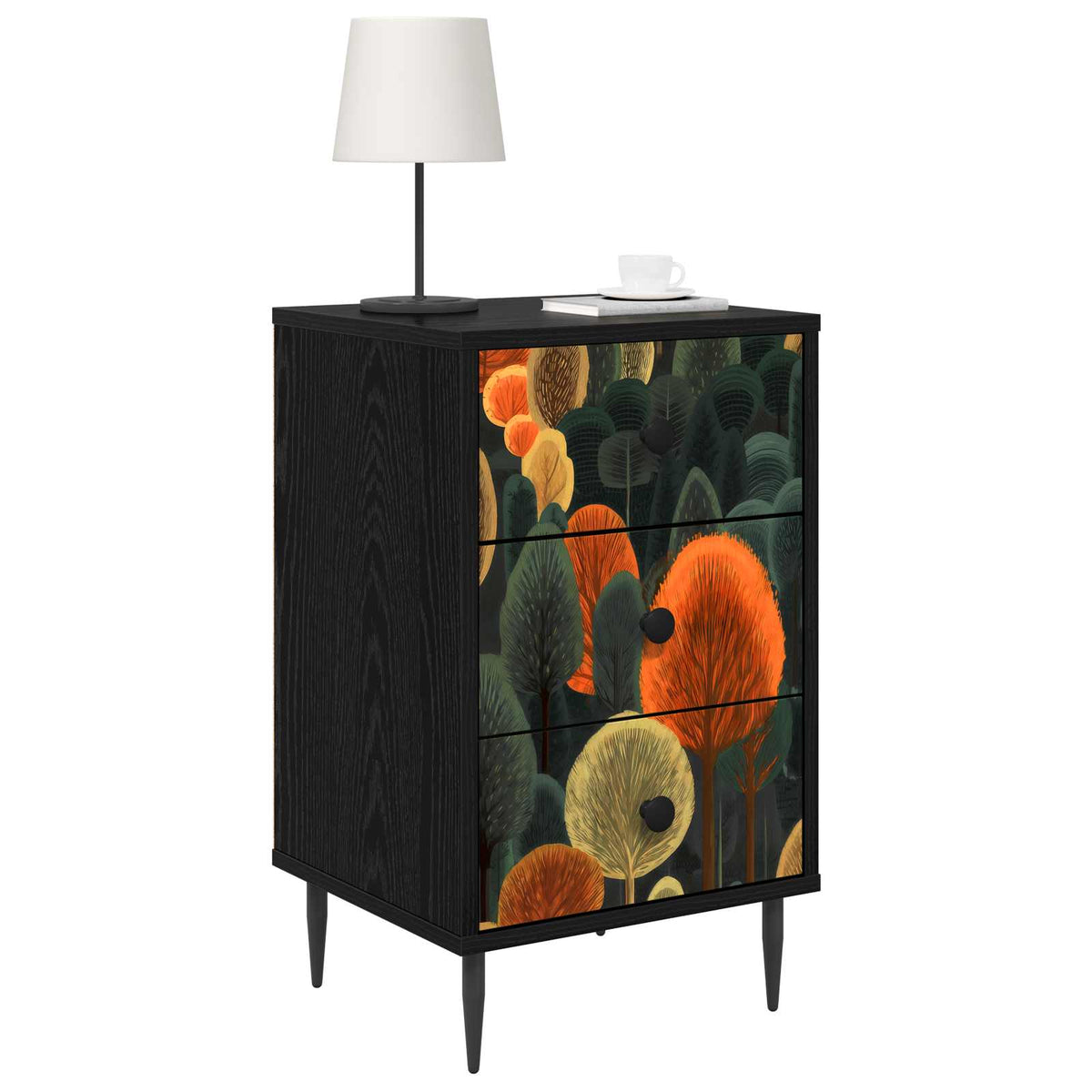 Noćni ormar ZAANDAM Crni hrast 36 x 33 x 61 cm