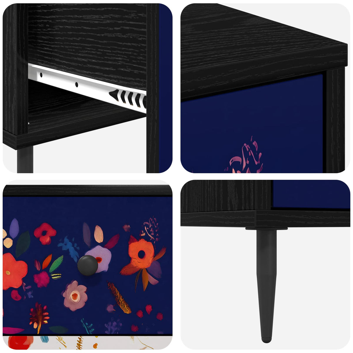 Noćni ormar MAINZ Crni hrast 36 x 33 x 61 cm Konstruirano drvo