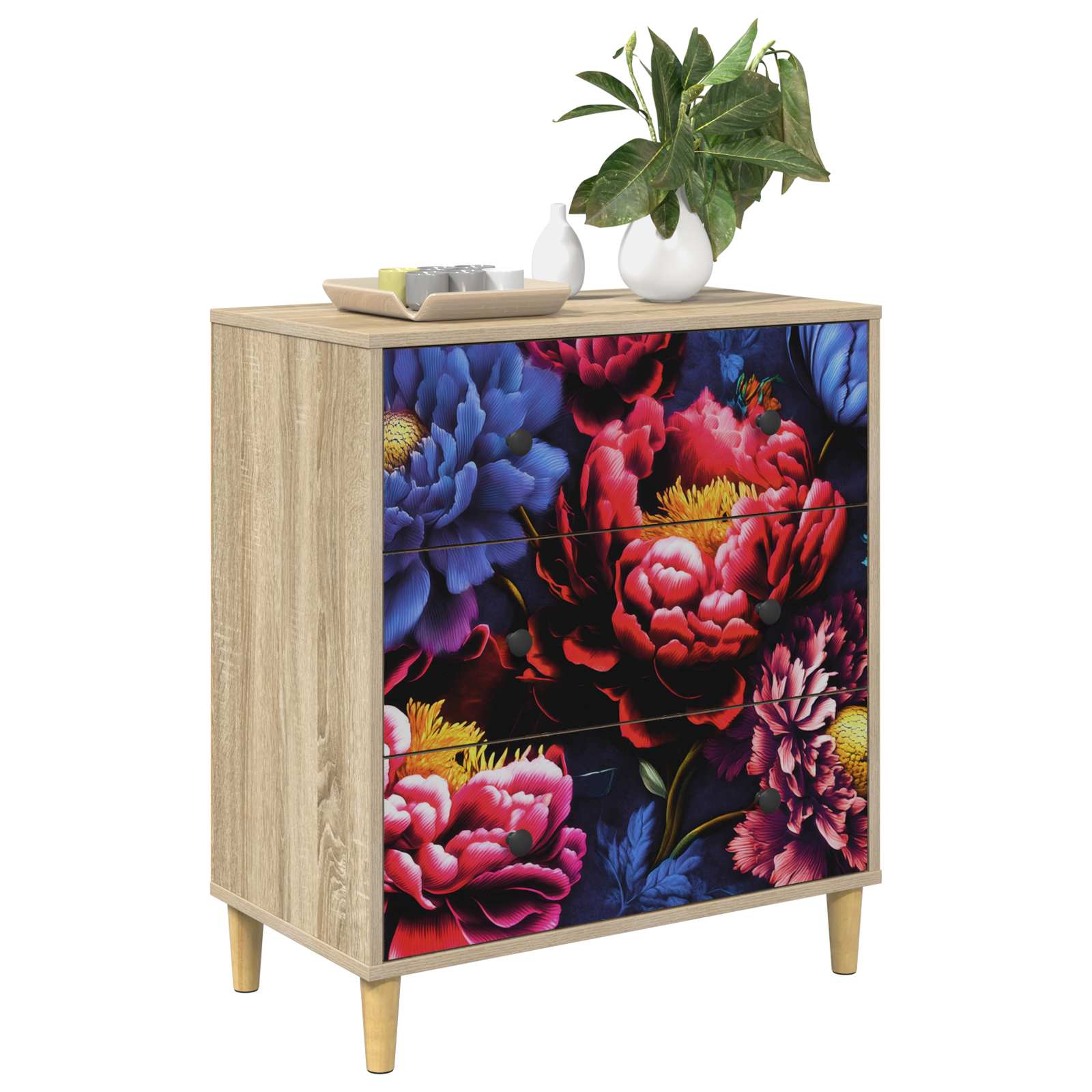 Komoda KIEL Tamni cvjetni uzorak 66 x 36,5 x 75 cm Sonoma
