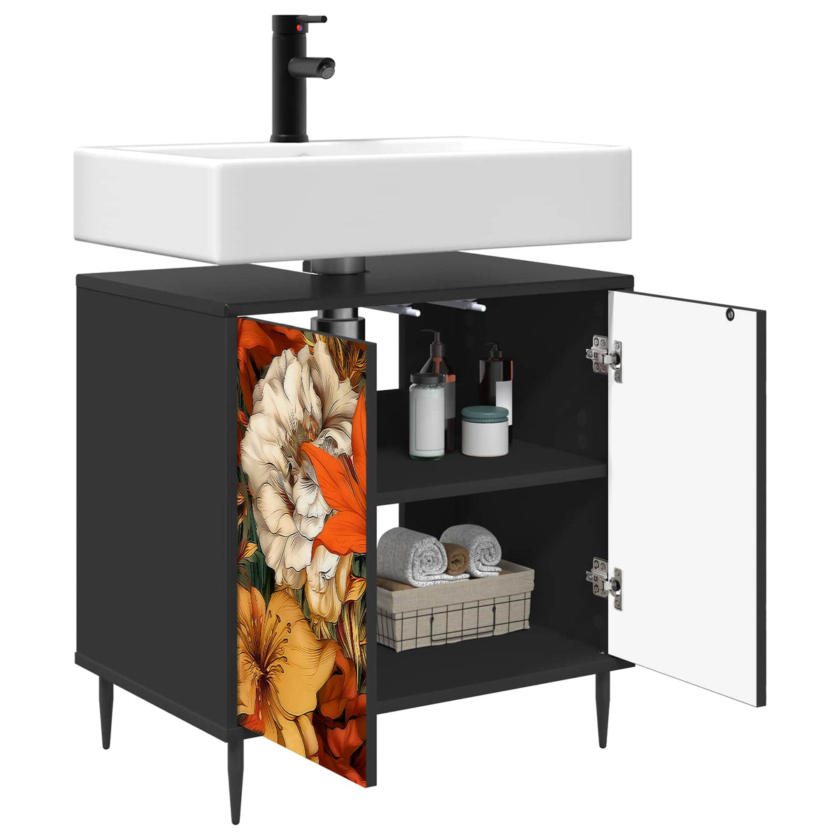 Kupaonski ormar GENNEP Crni hrast 60 x 40 x 61 cm