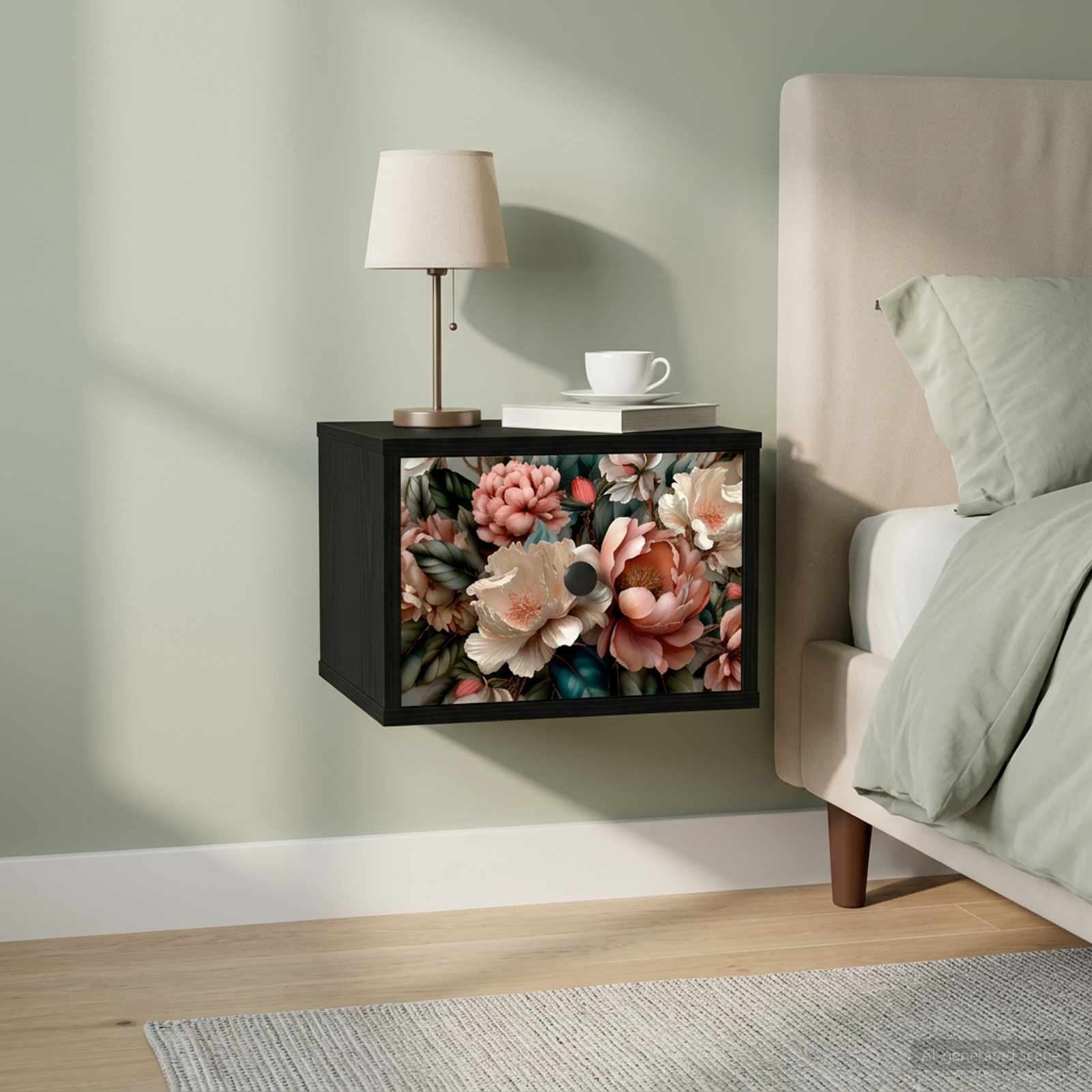 Wall-mounted noćni ormarić BORNE 2 kom. Crni hrast