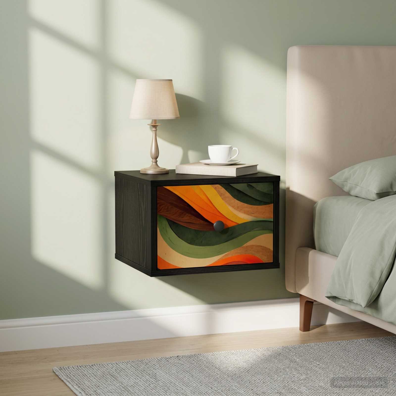 Wall-mounted noćni ormarić BONN Crni hrast 36 x 33 x 25 cm