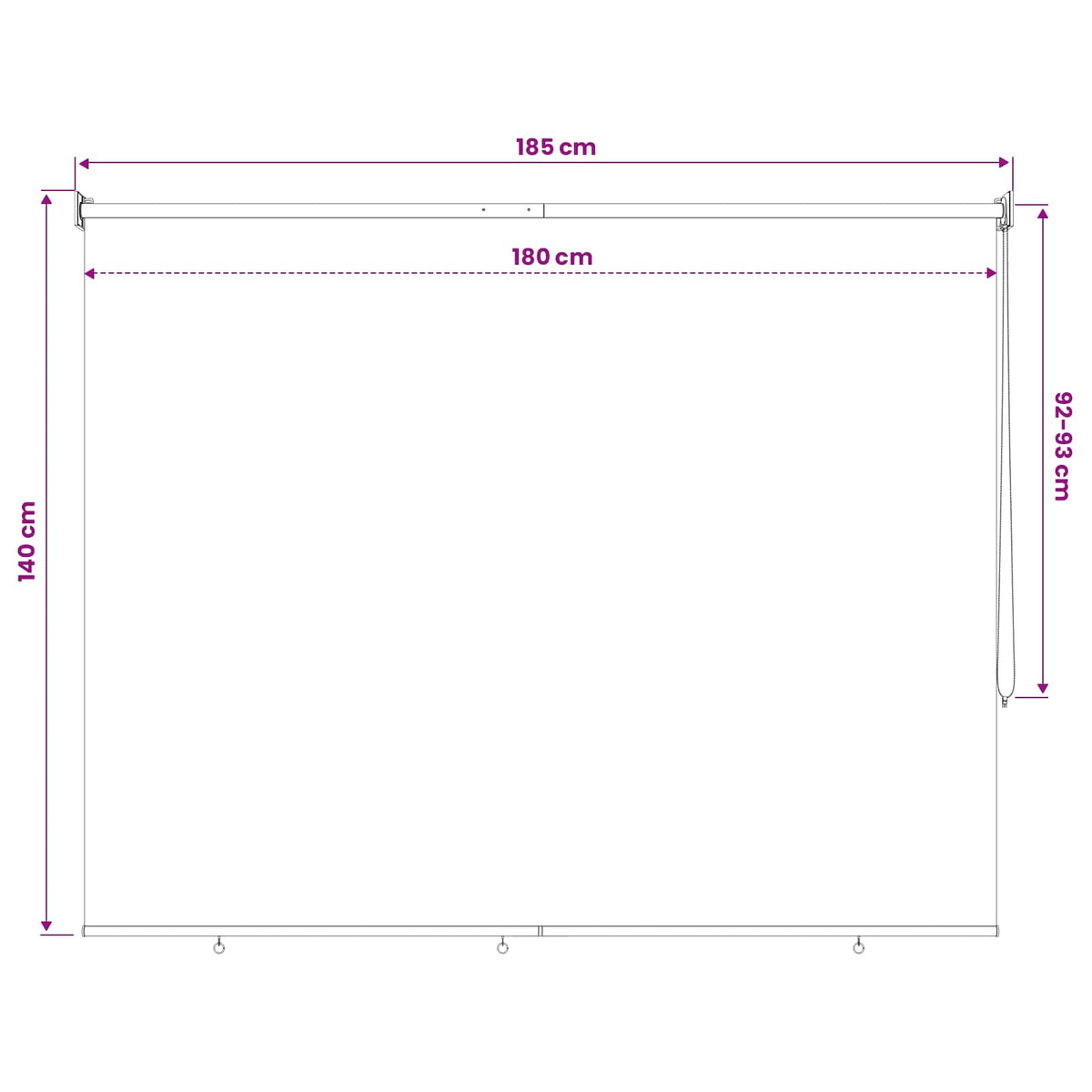 Rolo zavjesa za vanjsku uporabu s UV zaštitom Krem 180 x 140 cm