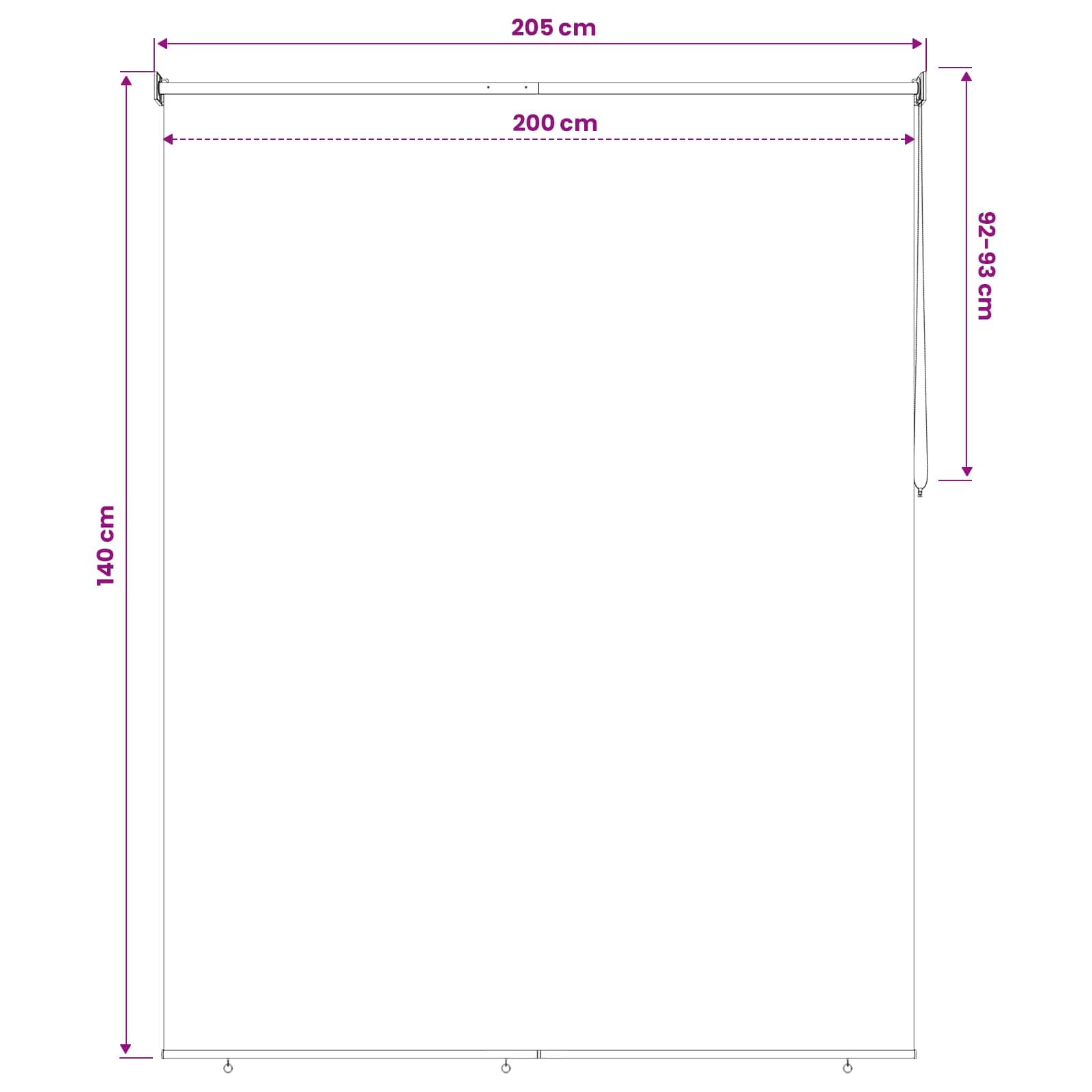 Roleta zaštita od UV zračenja Antracit 200 x 140 cm Poliester