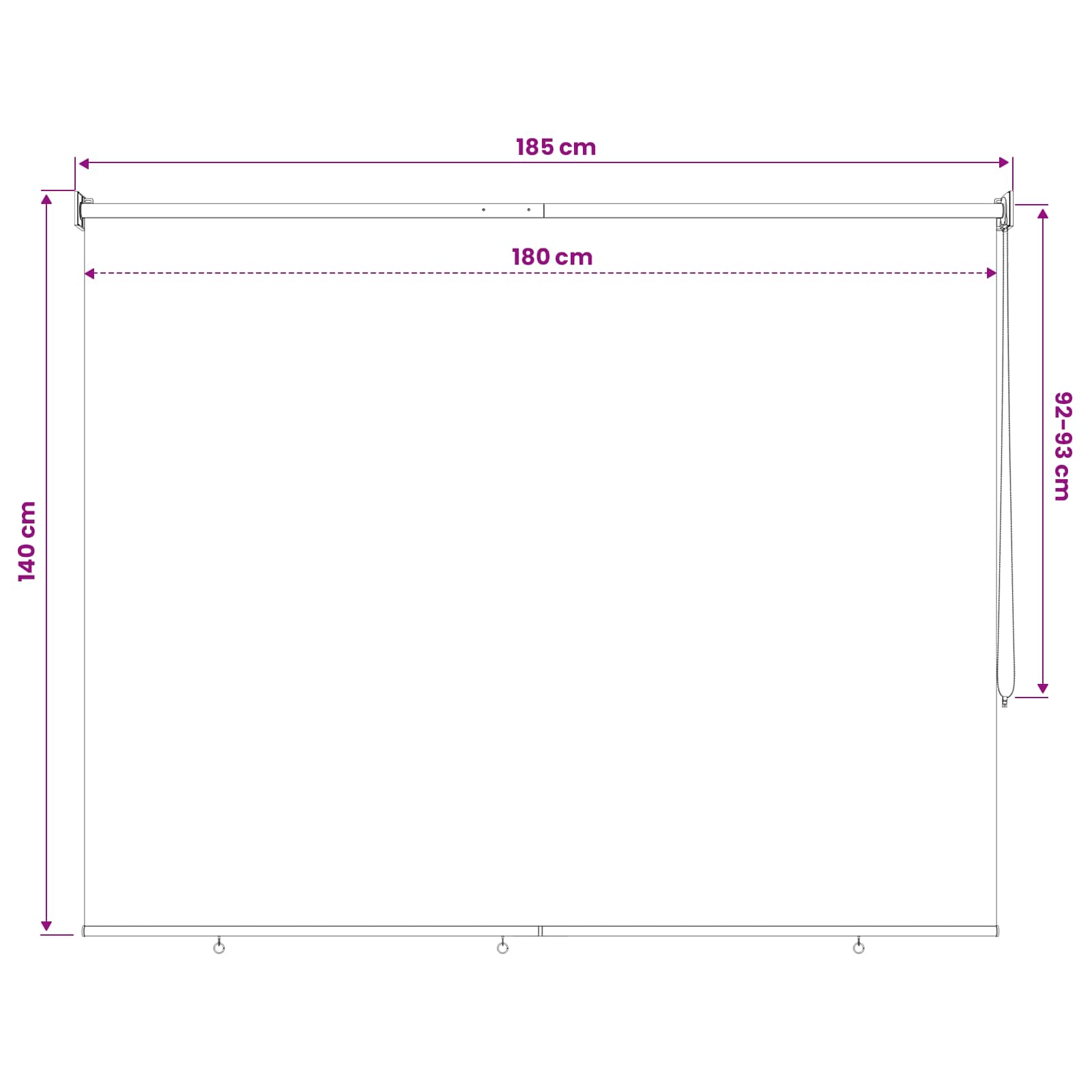 Roleta zaštita od UV zračenja Svjetlosiva 180 x 140 cm