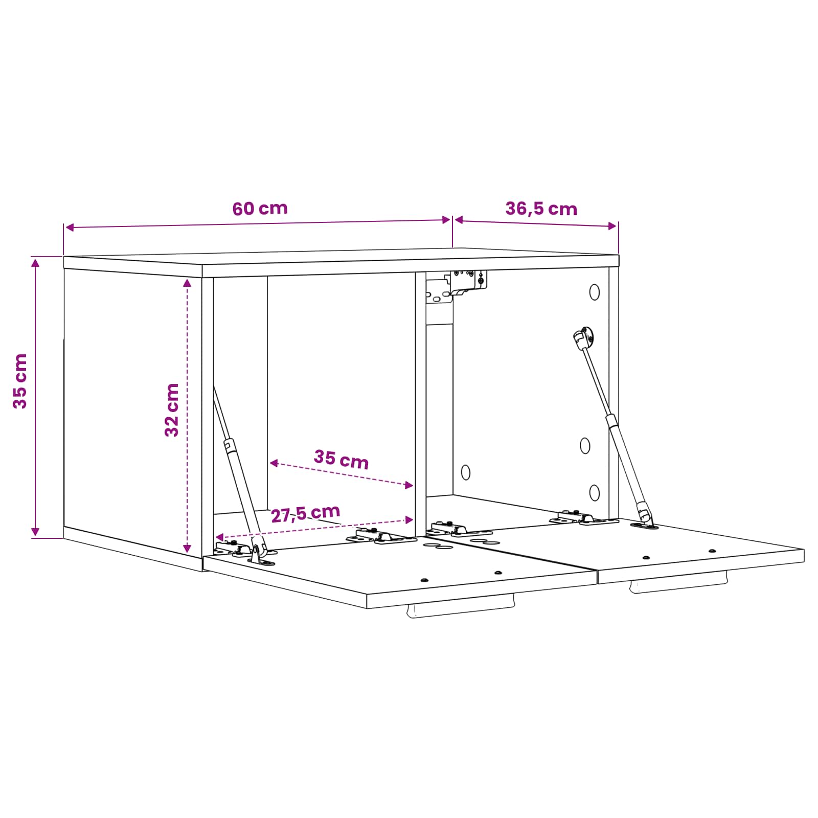 Ormar za Zid Crni hrast 60 x 36,5 x 35 cm Konstruirano drvo