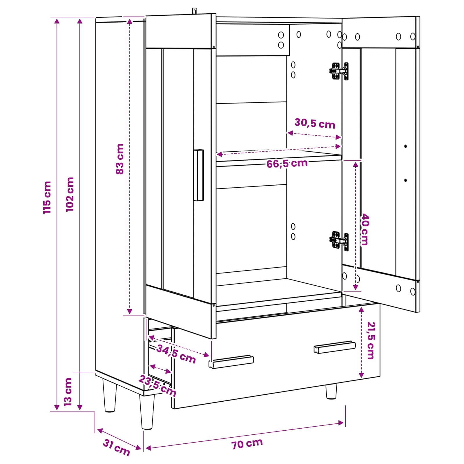 Highboard Staro drvo 70 x 31 x 115 cm Konstruirano drvo