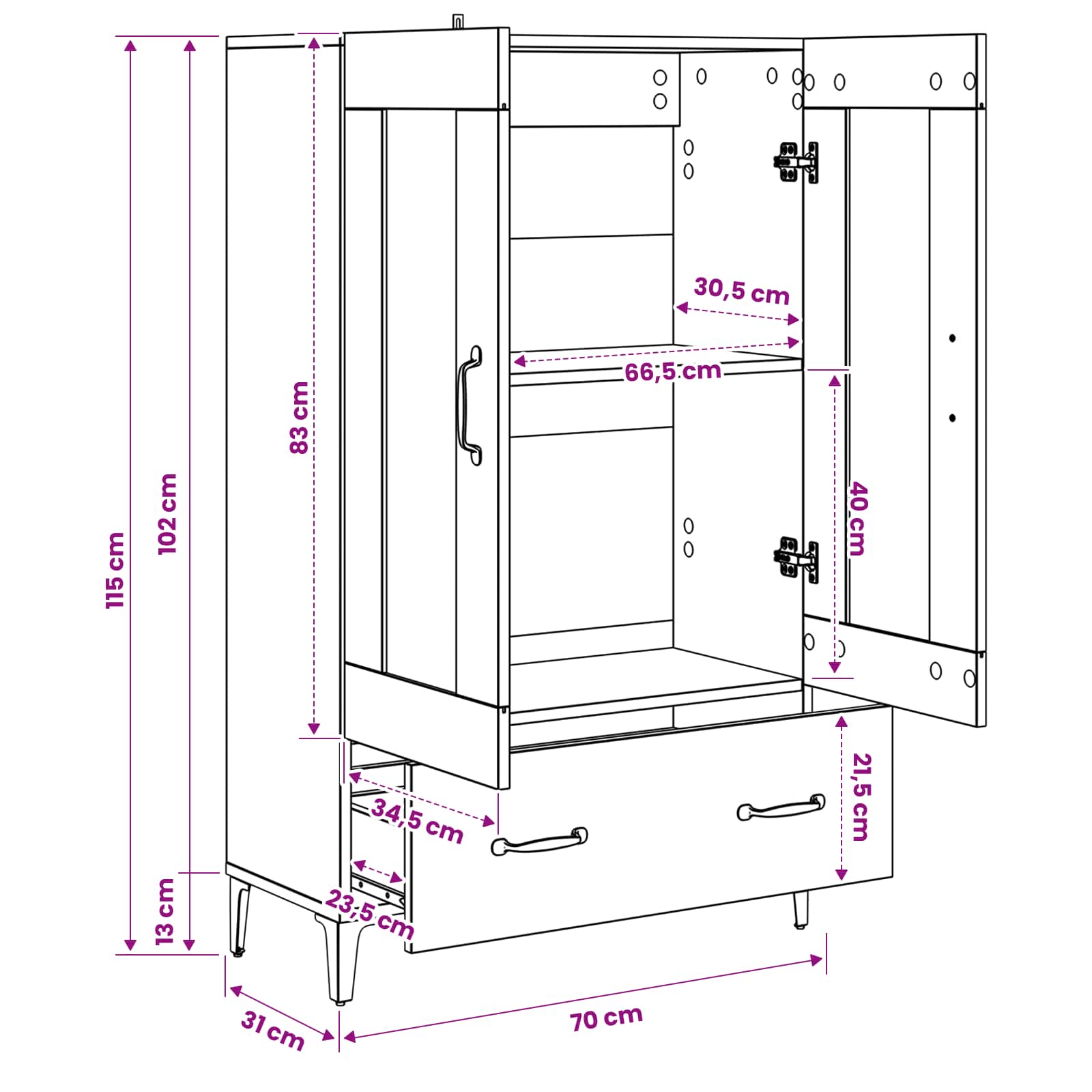 Highboard Staro drvo 70 x 31 x 115 cm Konstruirano drvo