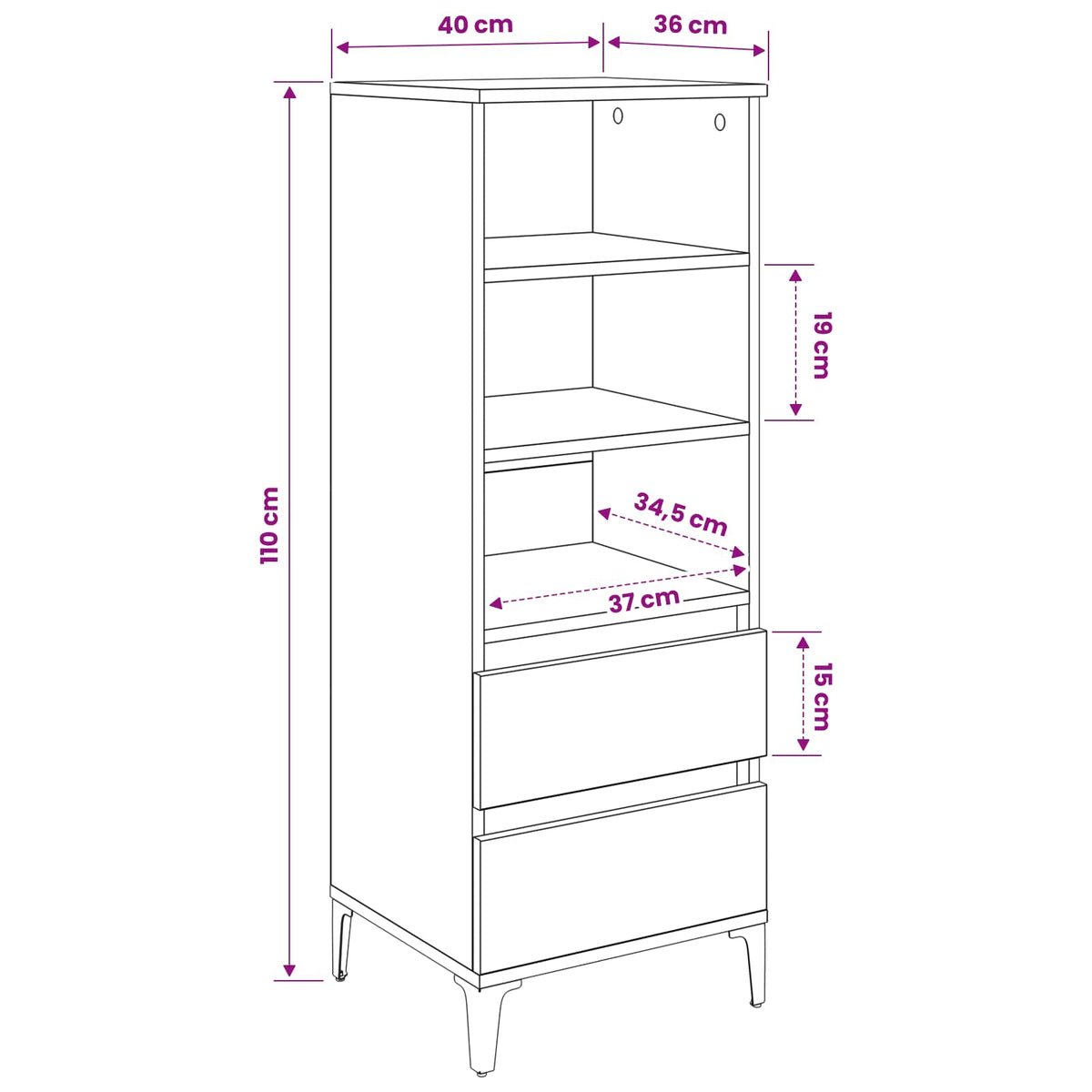 Highboard Staro drvo 40 x 36 x 110 cm Konstruirano drvo