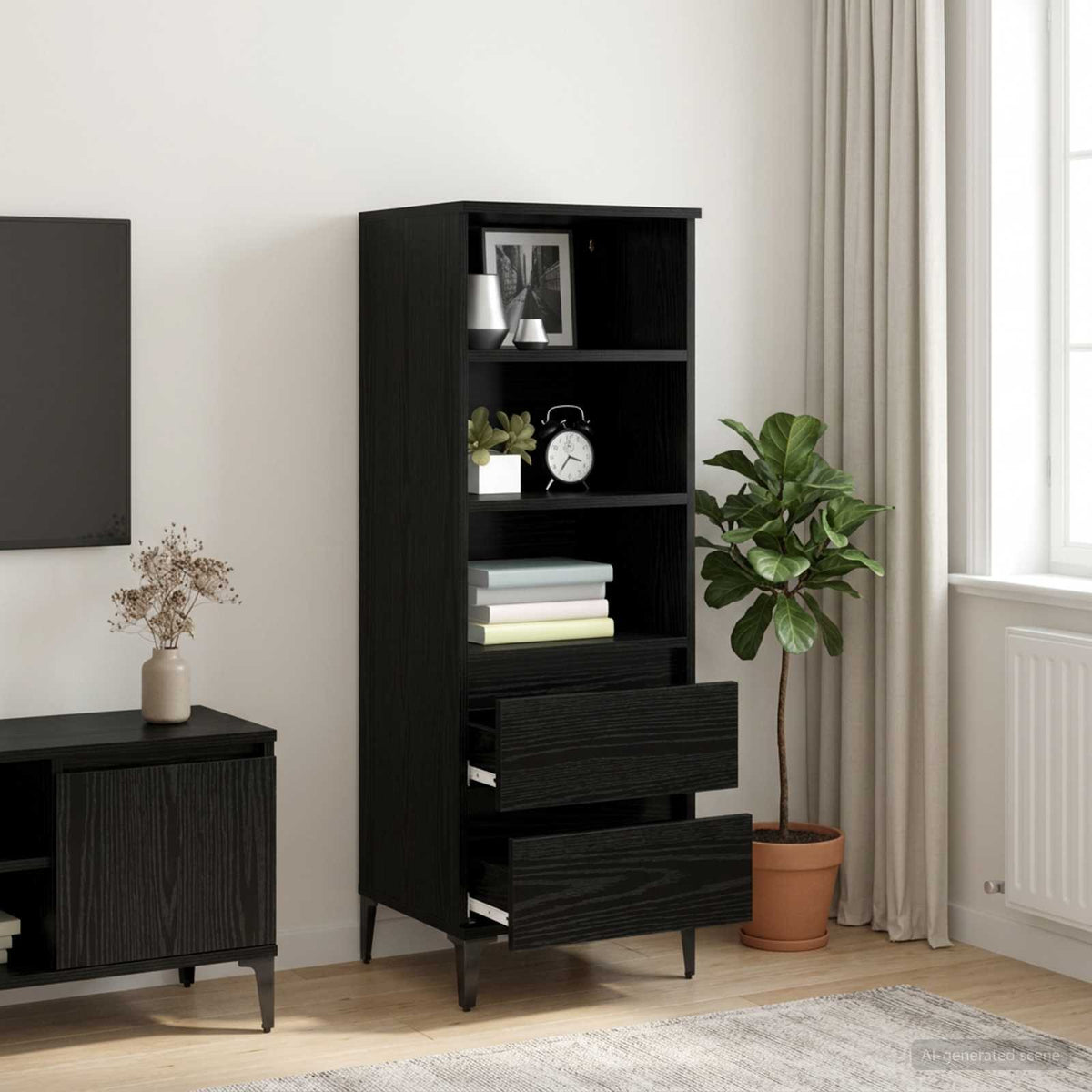 Highboard Crni hrast 40 x 36 x 110 cm Konstruirano drvo