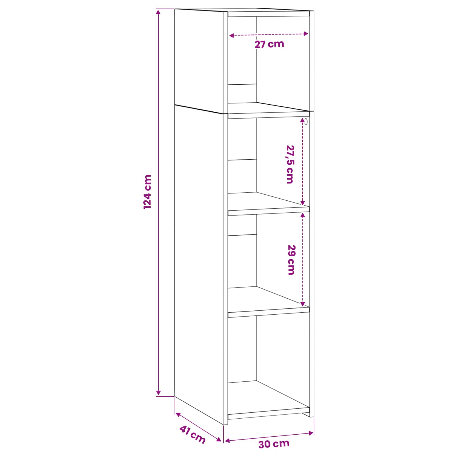 Highboard Hrast artisan 30 x 41 x 124 cm Konstruirano drvo
