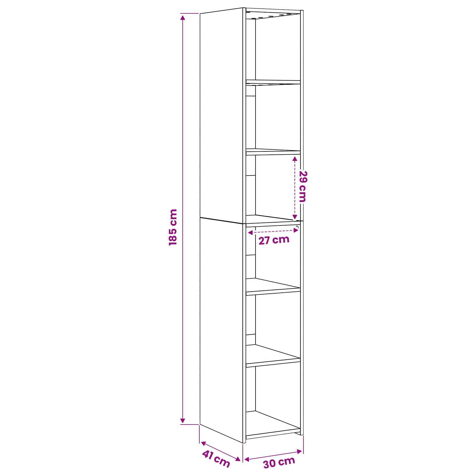 Highboard Crni hrast 30 x 41 x 185 cm Konstruirano drvo