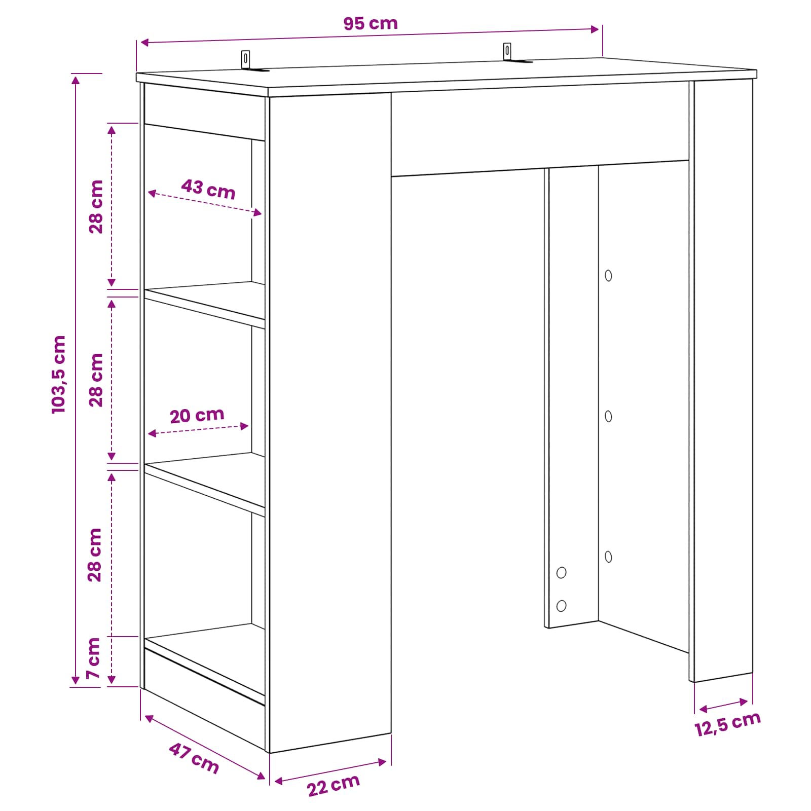 Stol za bar 95 x 47 x 103,5 cm Konstruirano drvo Crni hrast