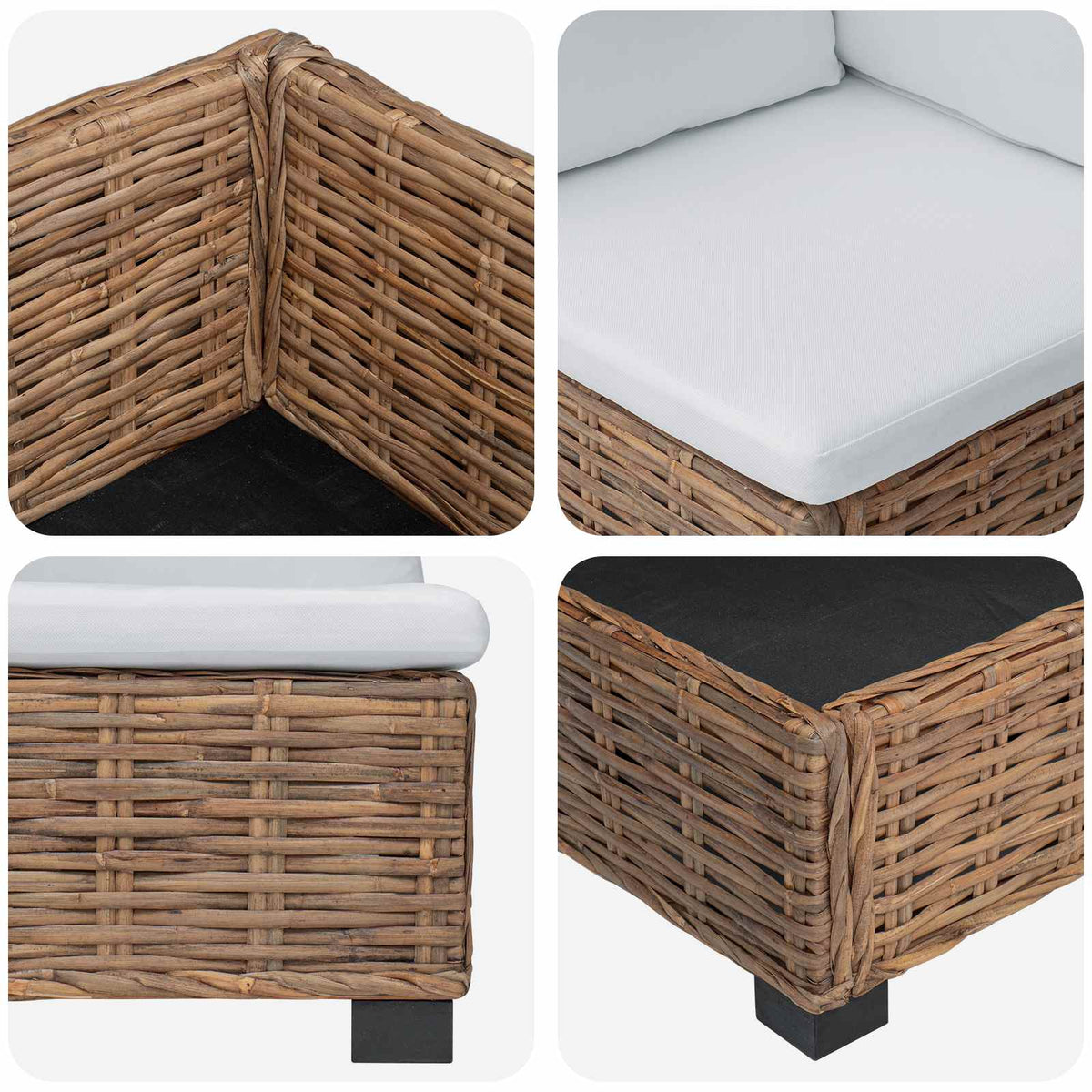 Kutna sofa s jastucima GENDT Prirodni ratan Prirodna