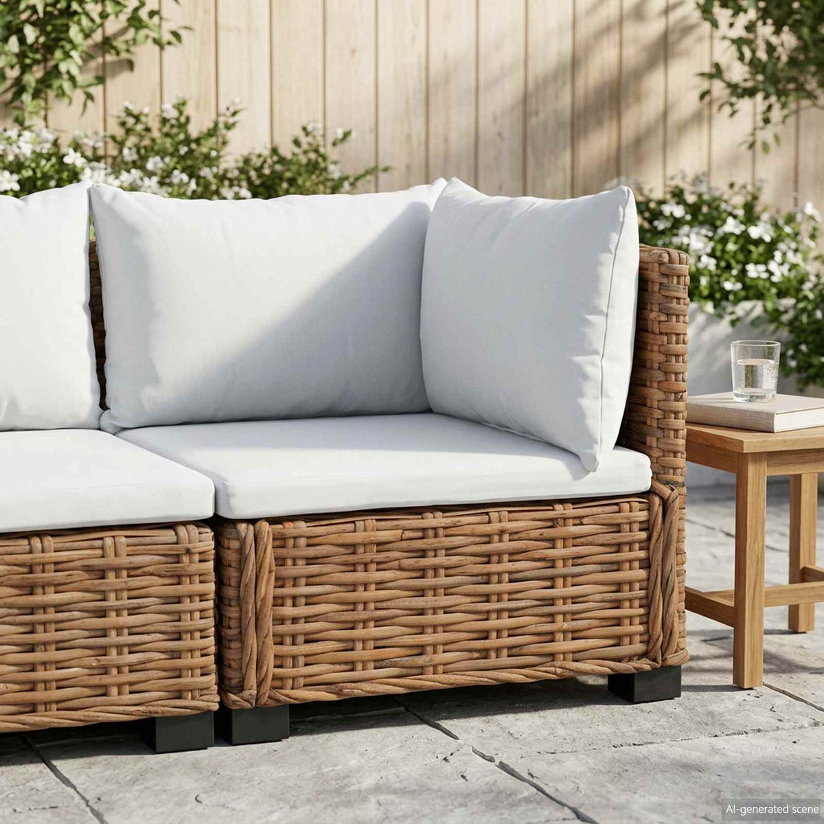 Kutna sofa s jastucima GENDT Prirodni ratan Prirodna