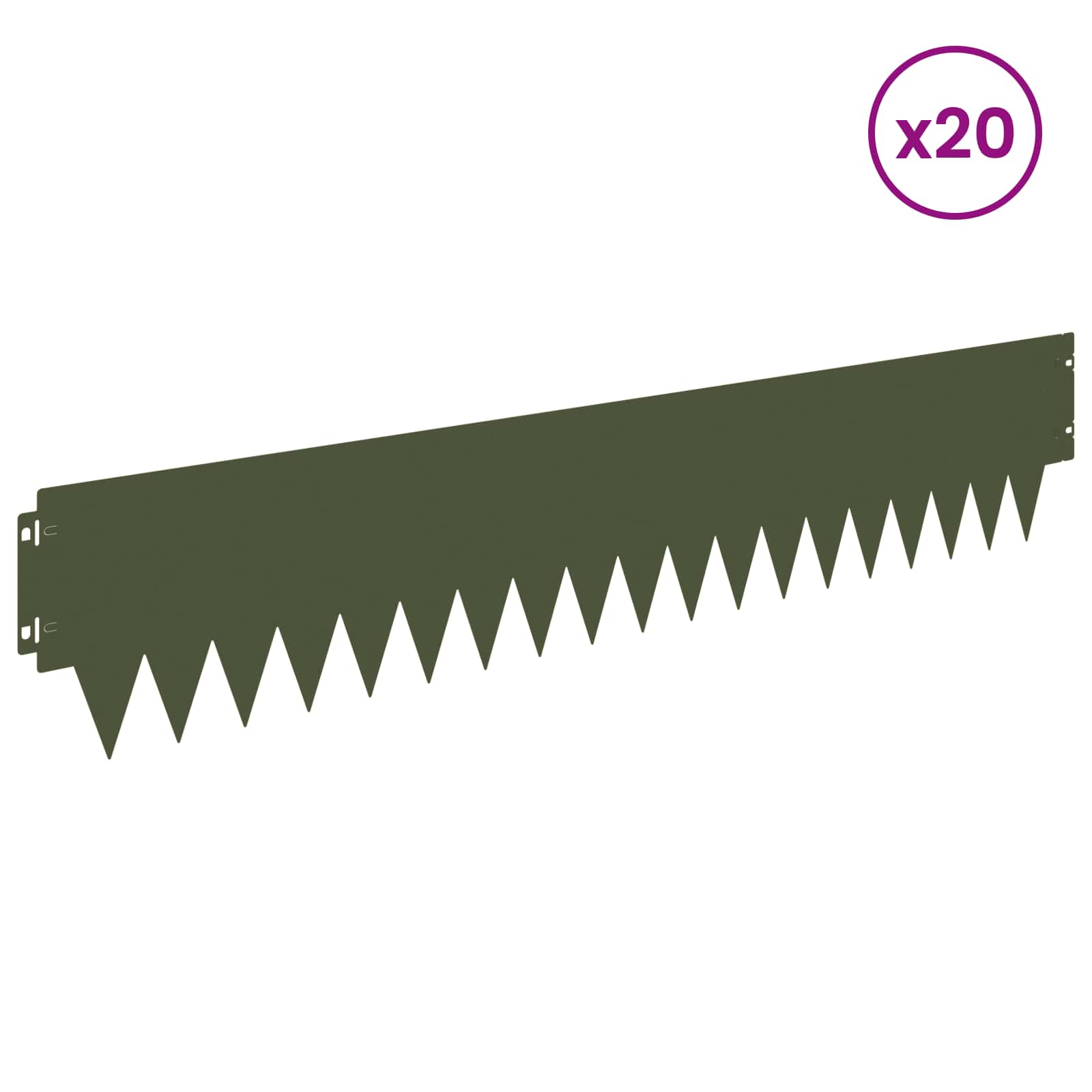 Ograda oko Travnjaka 20 pcs 103 x 20 cm metal Maslinastozelena