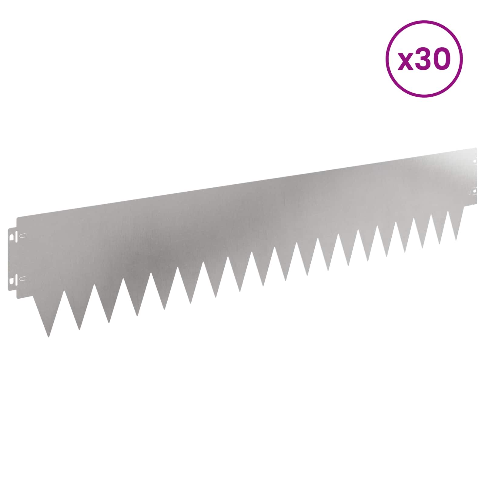 Ograda oko Travnjaka 30 pcs 103 x 20 cm metal Srebrna