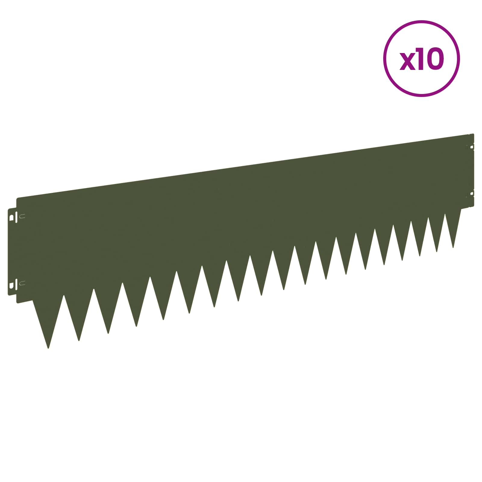 Ograda oko Travnjaka 10 pcs 103 x 25 cm metal Maslinastozelena