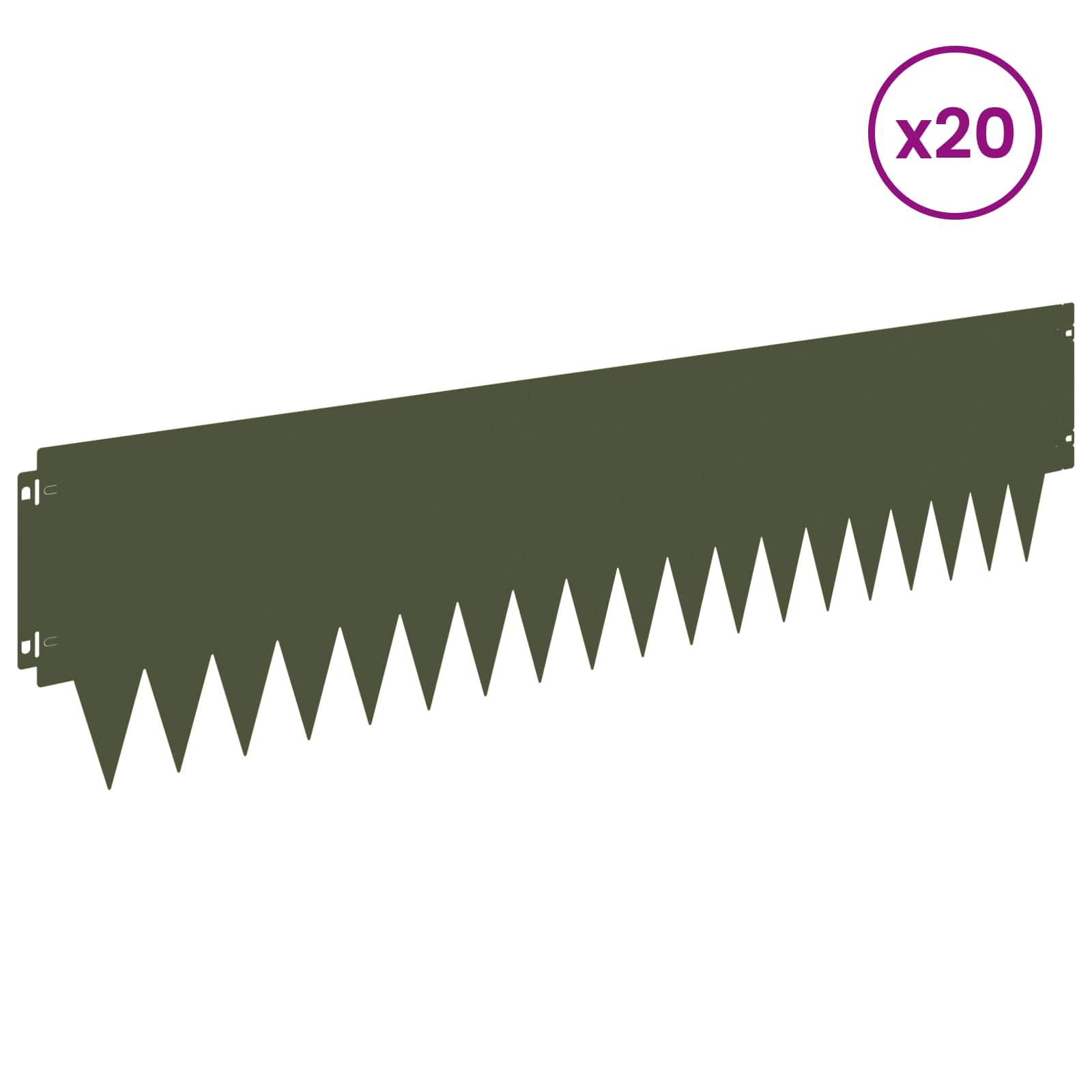 Ograda oko Travnjaka 20 pcs 103 x 25 cm metal Maslinastozelena