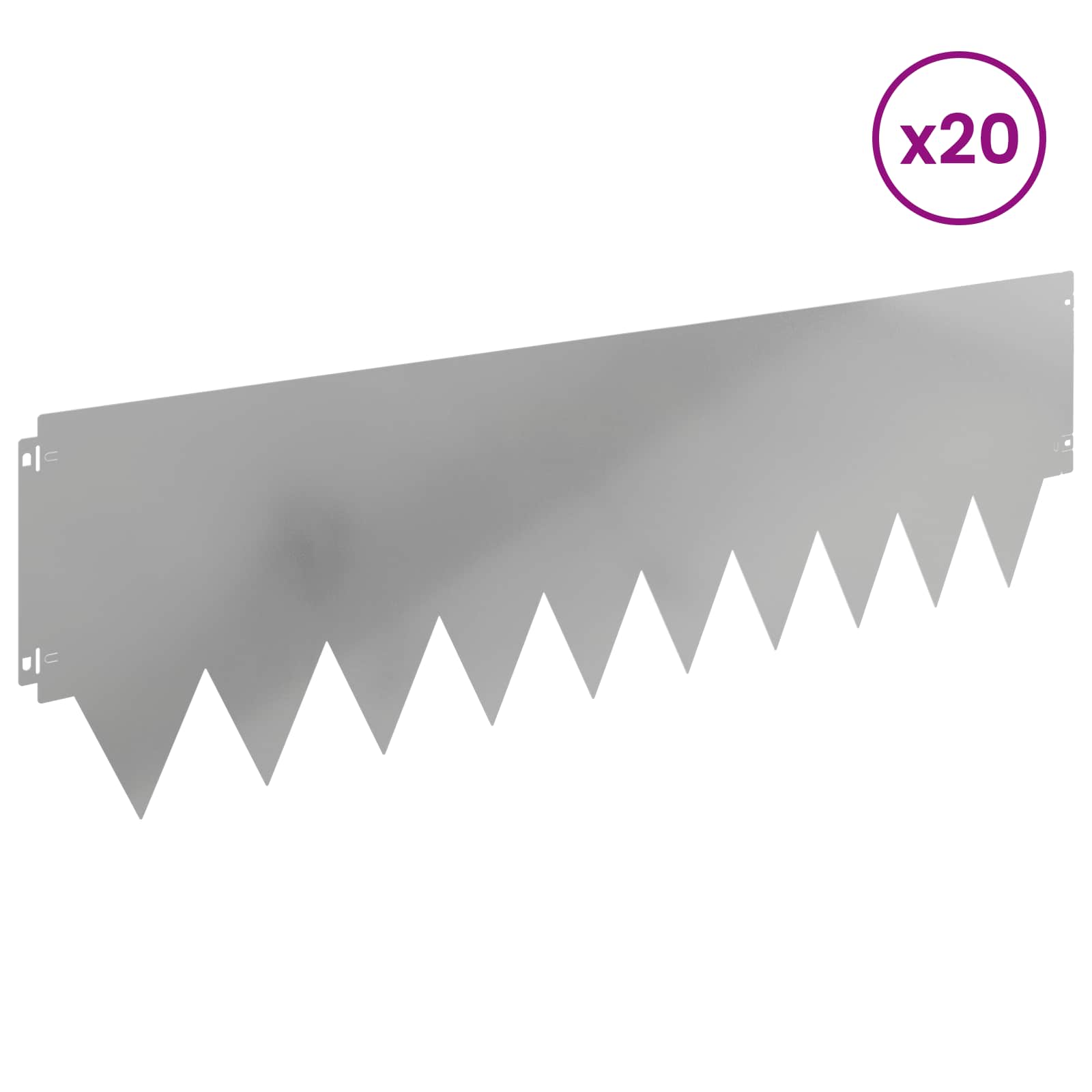 Ograda oko Travnjaka 20 pcs 103 x 30 cm metal Srebrna