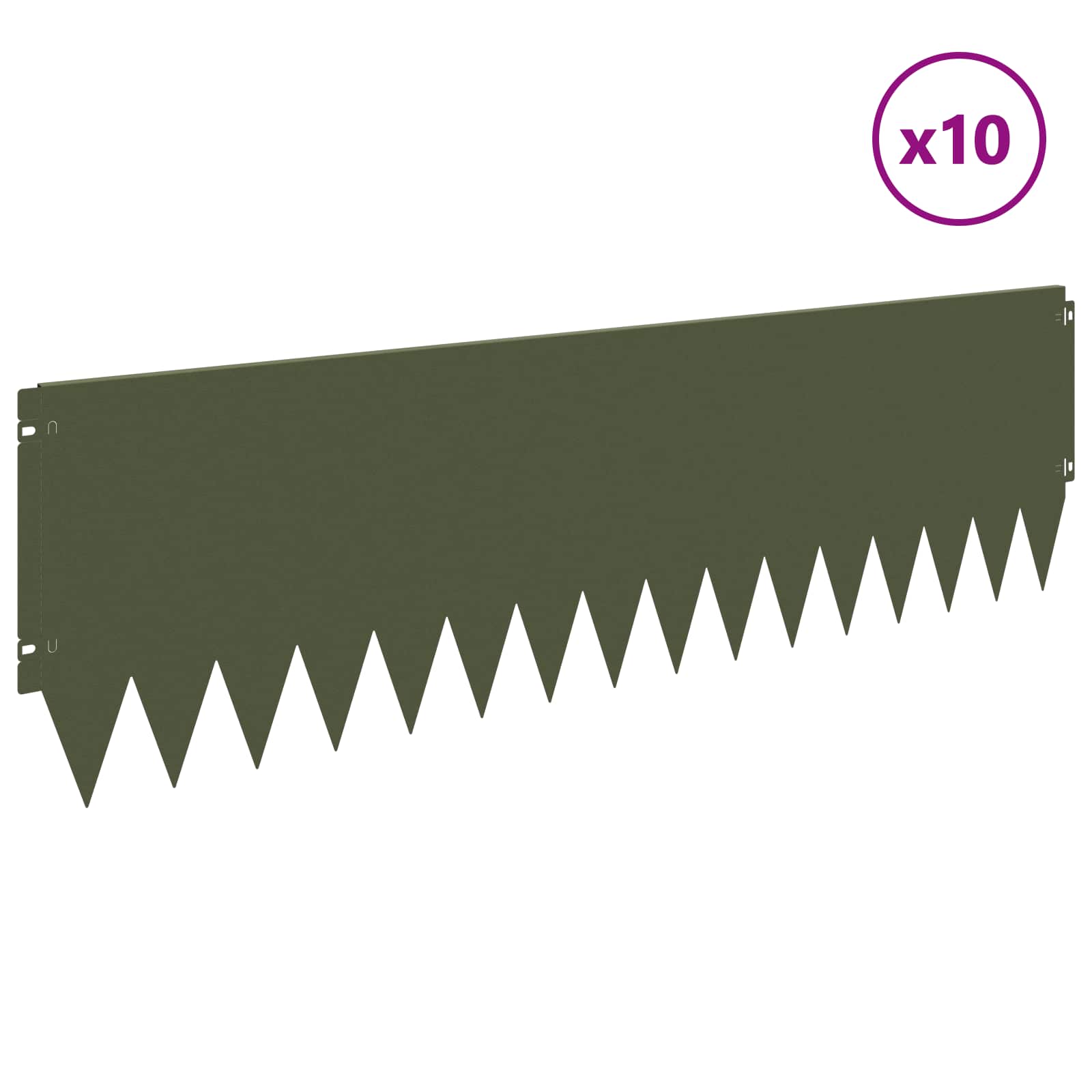 Ograda oko Travnjaka 10 pcs 103 x 30 cm Čelik Maslinastozelena