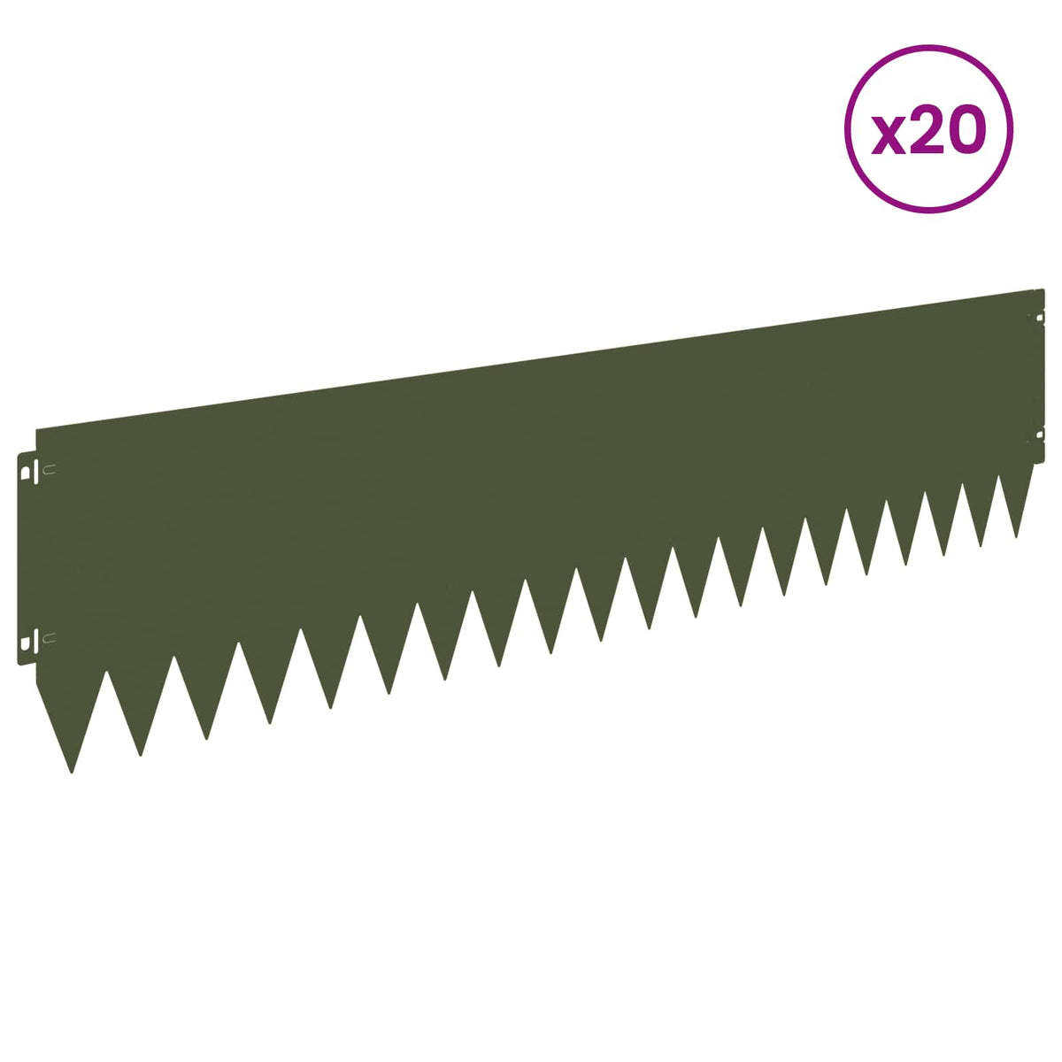 Ograda oko Travnjaka 20 kom. 103 x 25 cm Čelik Maslinastozelena