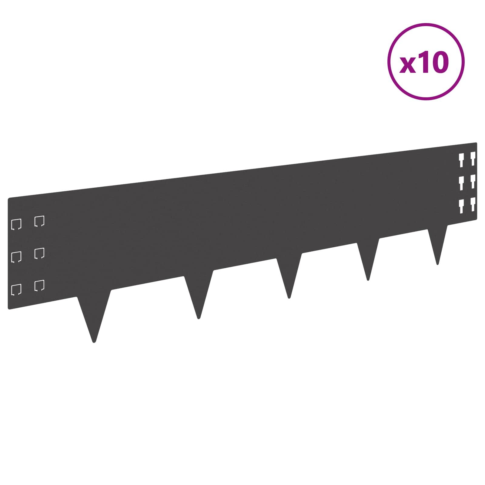 Ograda oko Travnjaka 10 pcs 100 x 25 cm Čelik Crna