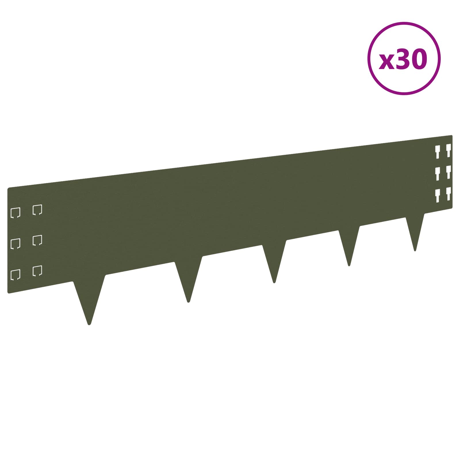 Ograda oko Travnjaka 30 pcs 100 x 25 cm Čelik Maslinastozelena