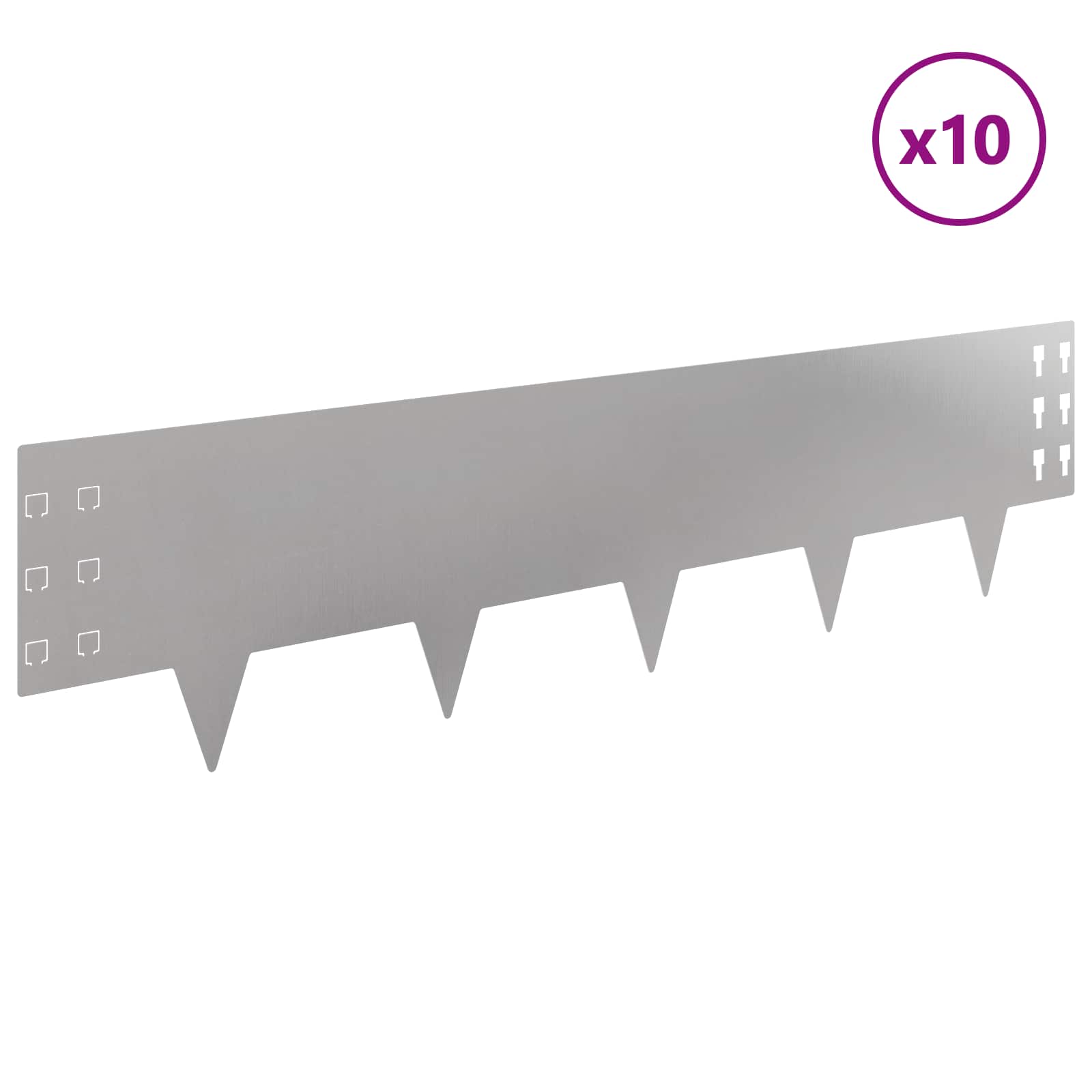 Ograda oko Travnjaka 10 pcs 100 x 25 cm Čelik Srebrna