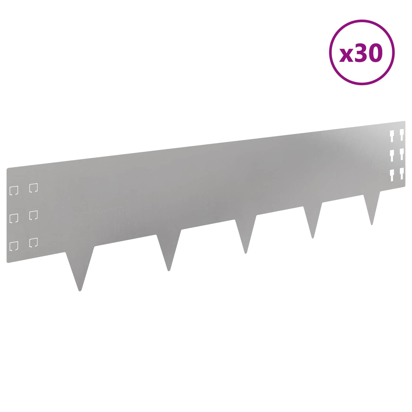 Ograda oko Travnjaka 30 pcs 100 x 25 cm Čelik Srebrna