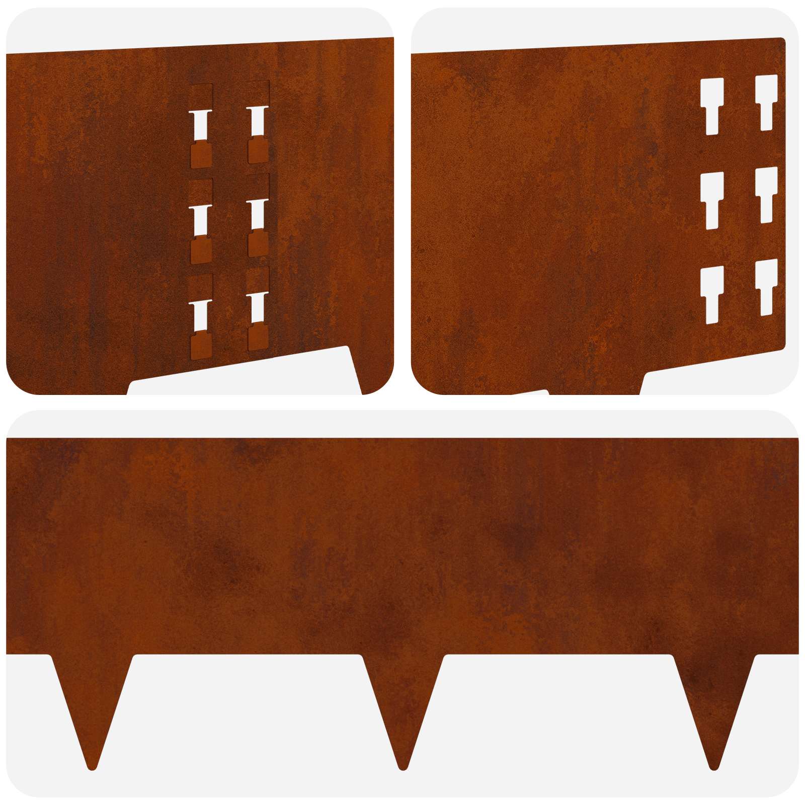 Ograda oko Travnjaka 10 pcs 100 x 25 cm Čelik Rđa