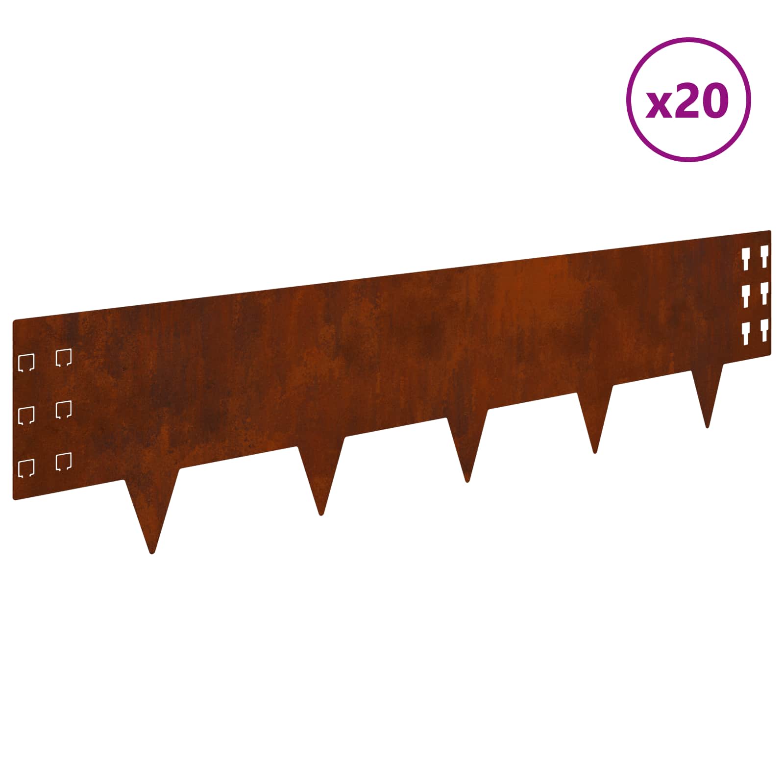 Ograda oko Travnjaka 20 pcs 100 x 25 cm Čelik Rđa
