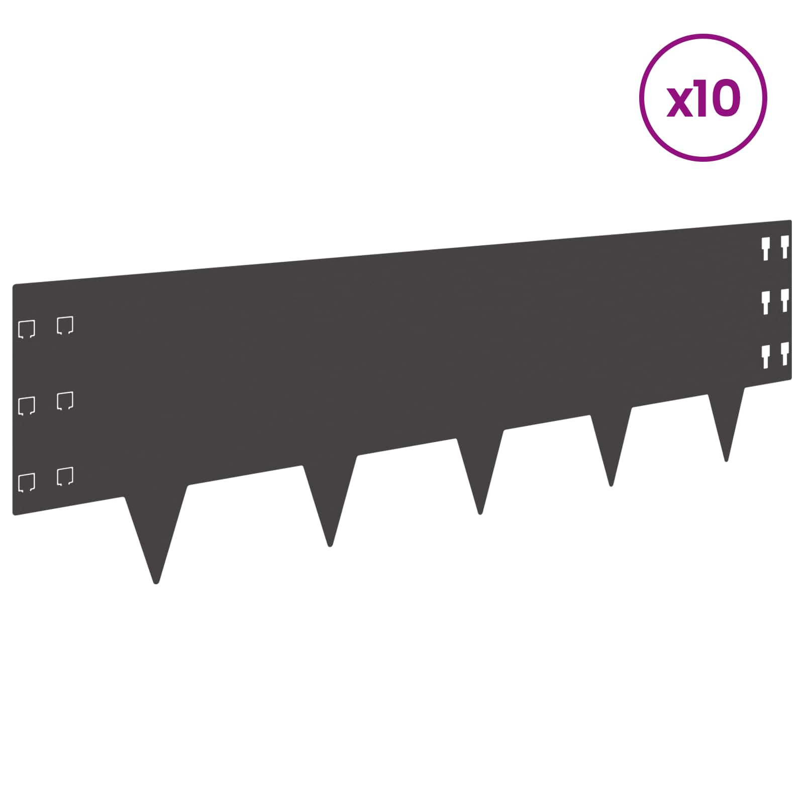 Ograda oko Travnjaka 10 pcs 100 x 30 cm Čelik Crna