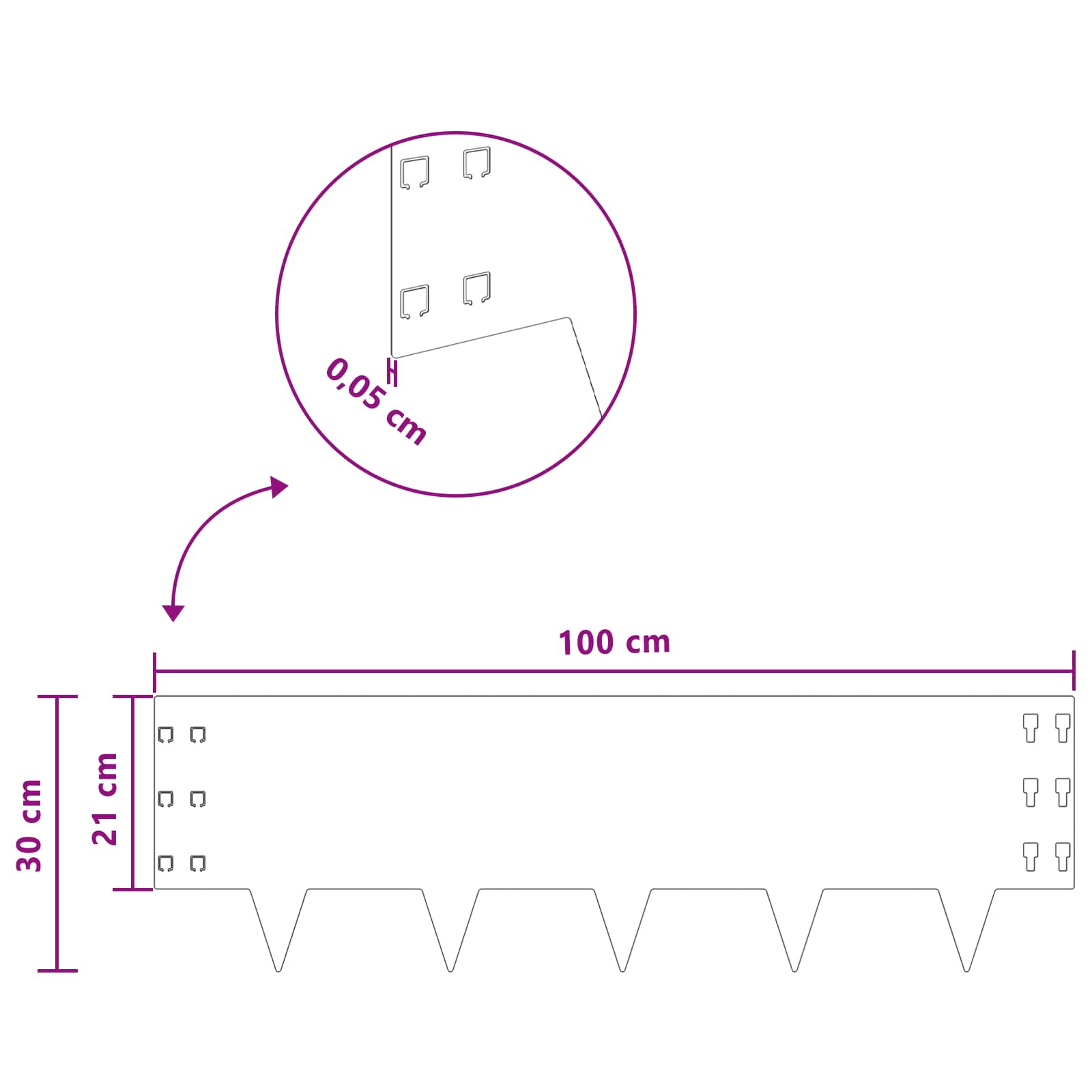 Ograda oko Travnjaka 30 pcs 100 x 30 cm Čelik Antracit