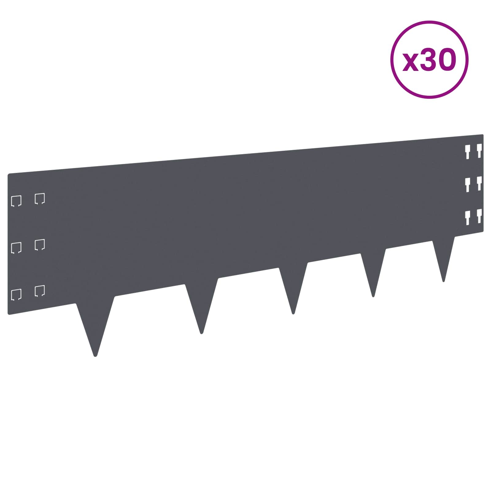 Ograda oko Travnjaka 30 pcs 100 x 30 cm Čelik Antracit