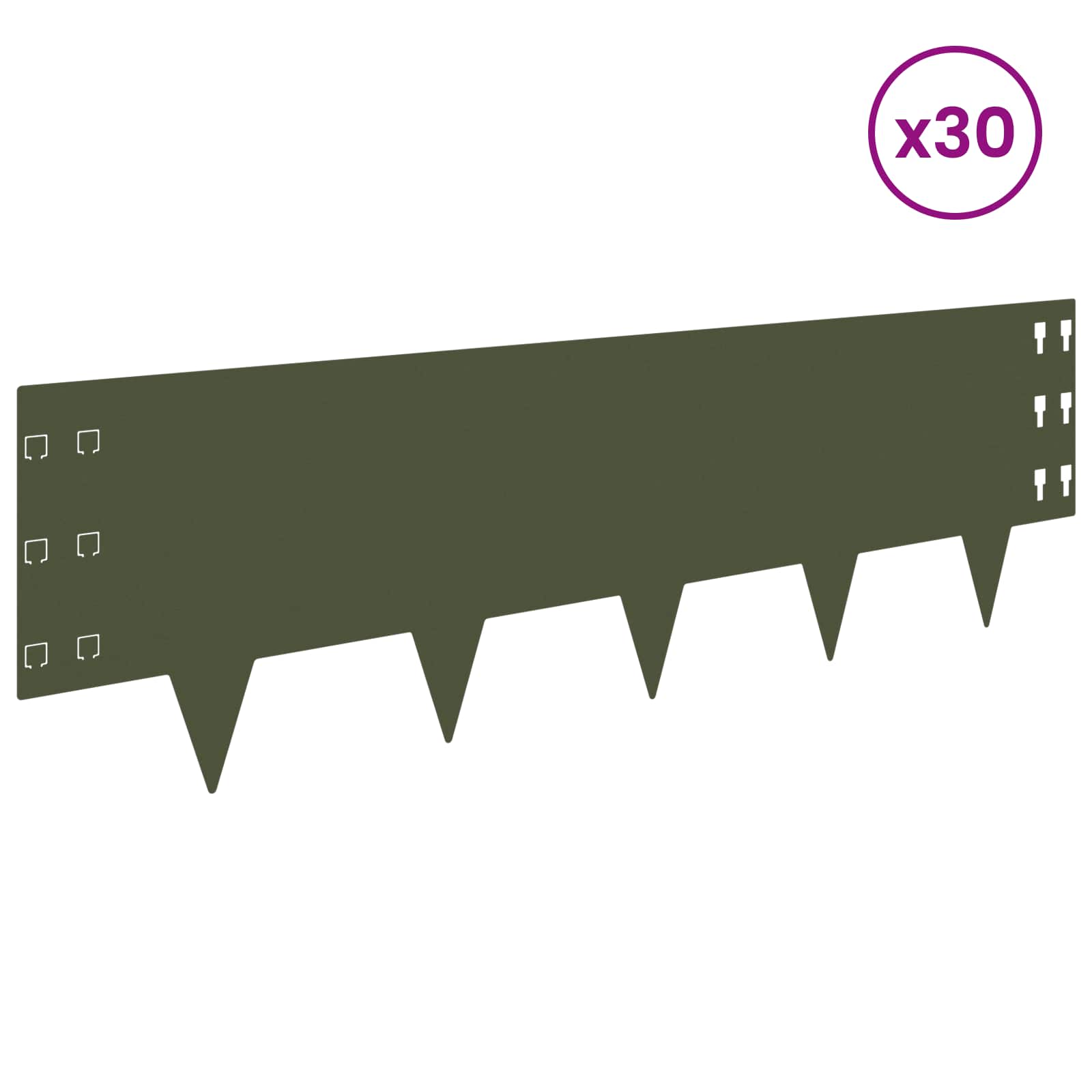 Ograda oko Travnjaka 30 pcs 100 x 30 cm Čelik Maslinastozelena