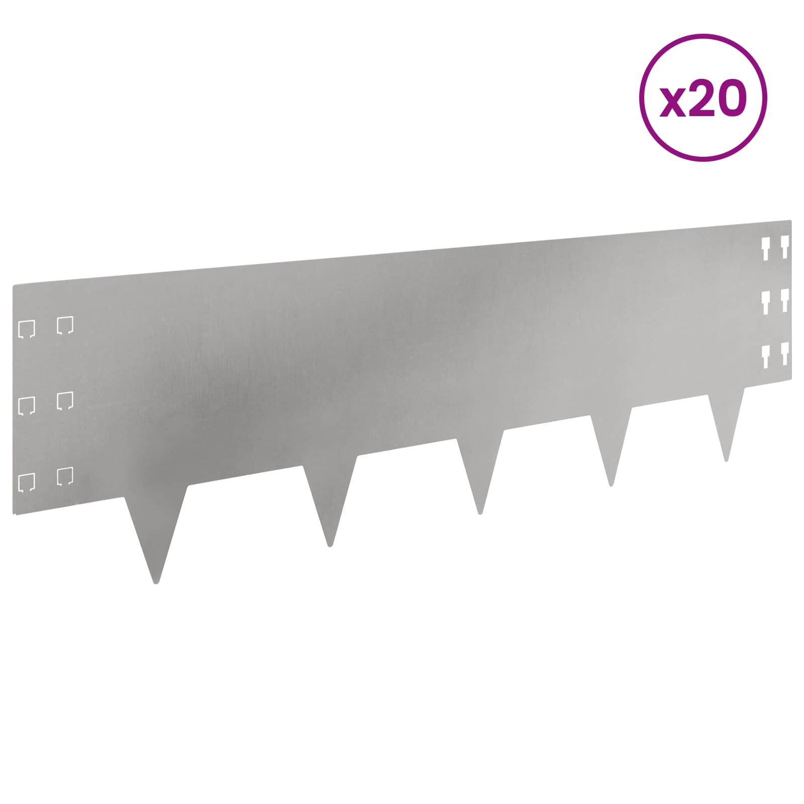 Ograda oko Travnjaka 20 pcs 100 x 30 cm Čelik Srebrna