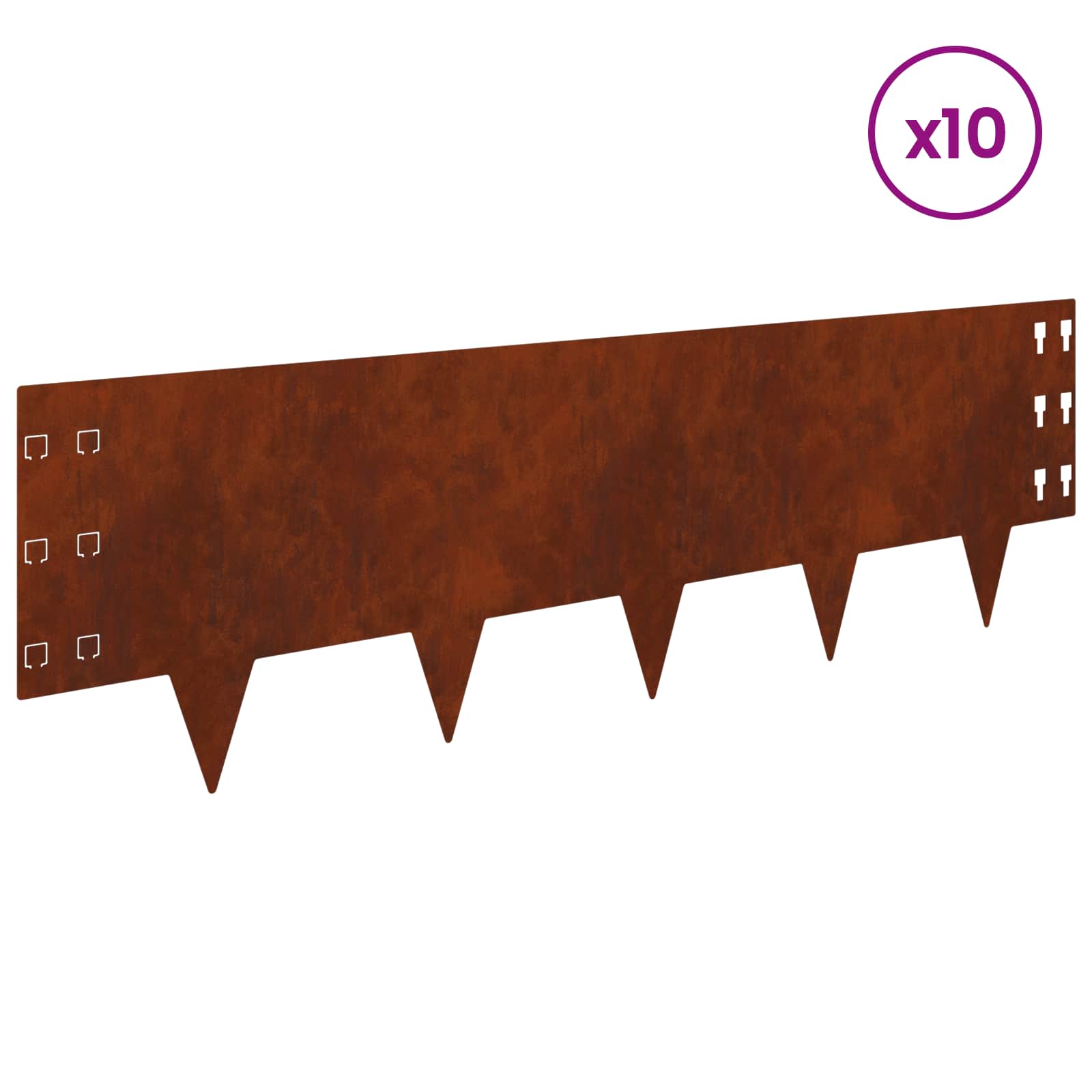 Ograda oko Travnjaka 10 pcs 100 x 30 cm Čelik Rđa