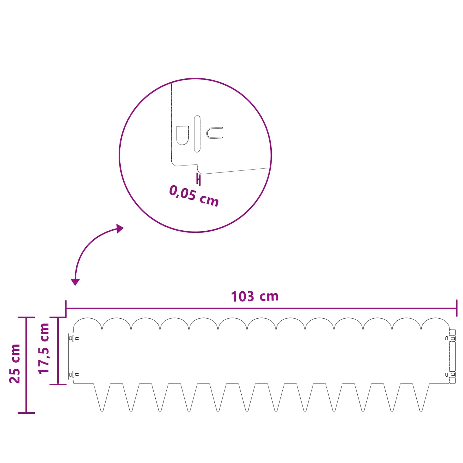 Ograda oko Travnjaka 30 kom. 103 x 25 cm Čelik Srebrna