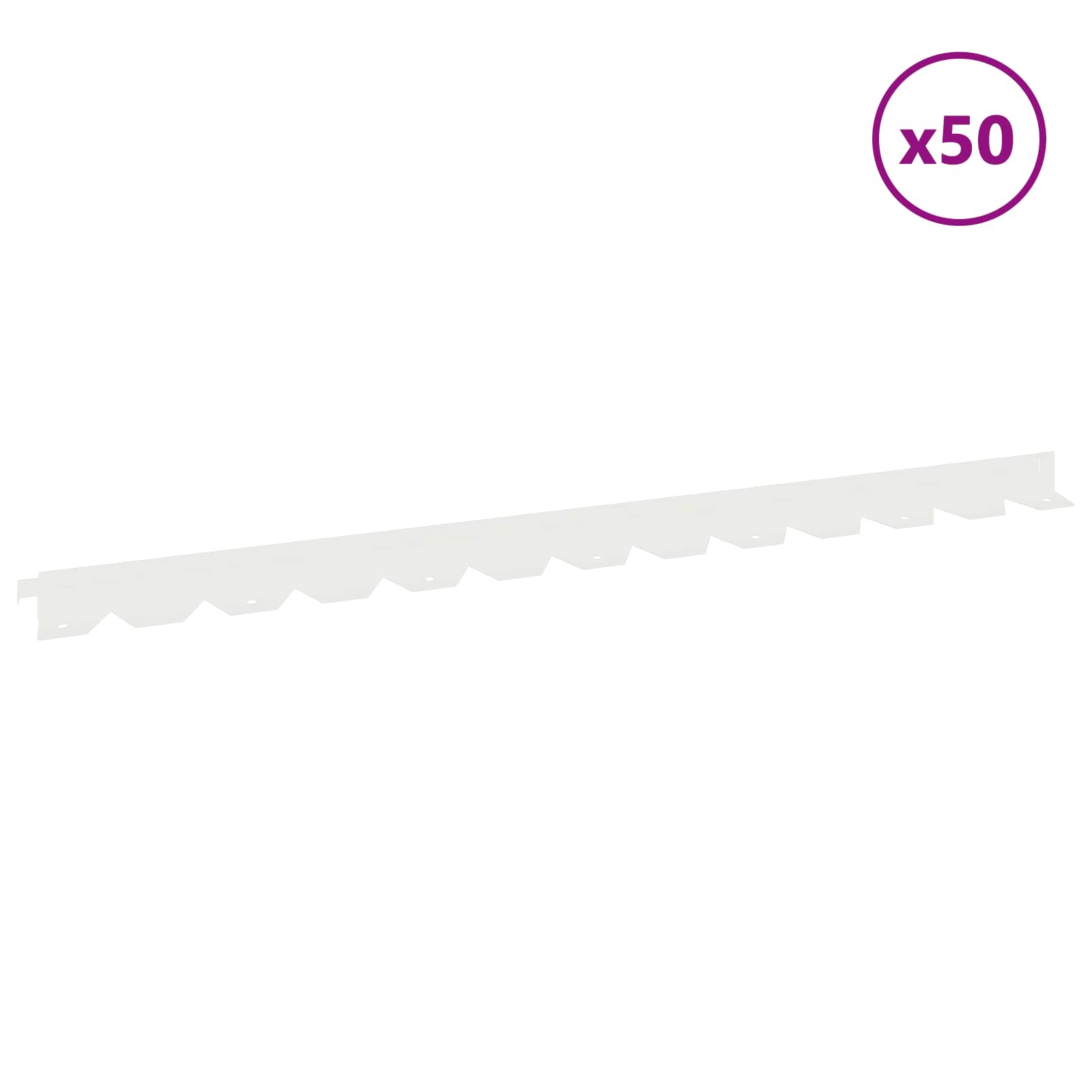 Ograda oko Travnjaka 50 pcs 102 x 4 x 4 cm Čelik Bijela