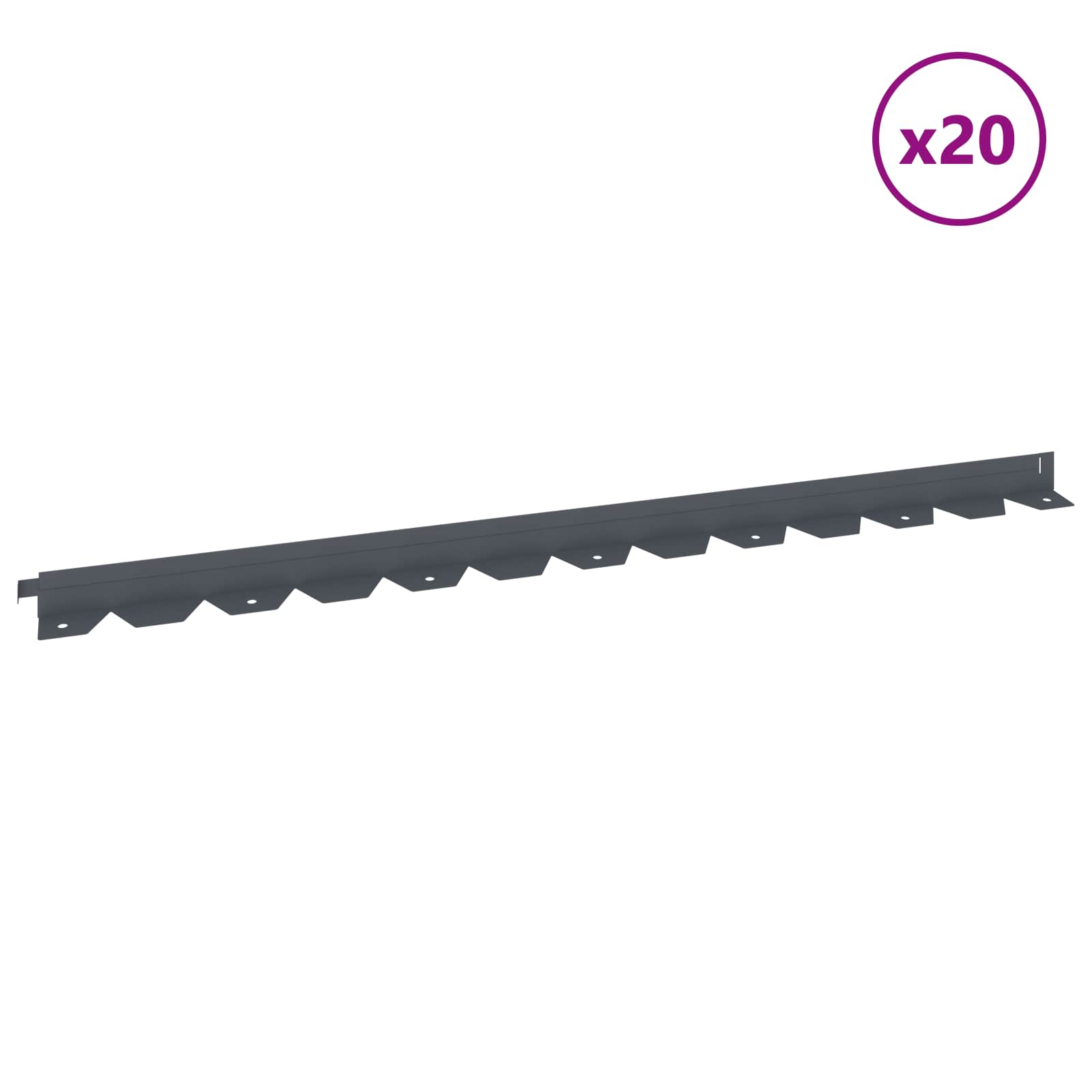 Ograda oko Travnjaka 20 pcs 102 x 4 x 4 cm Čelik Antracit