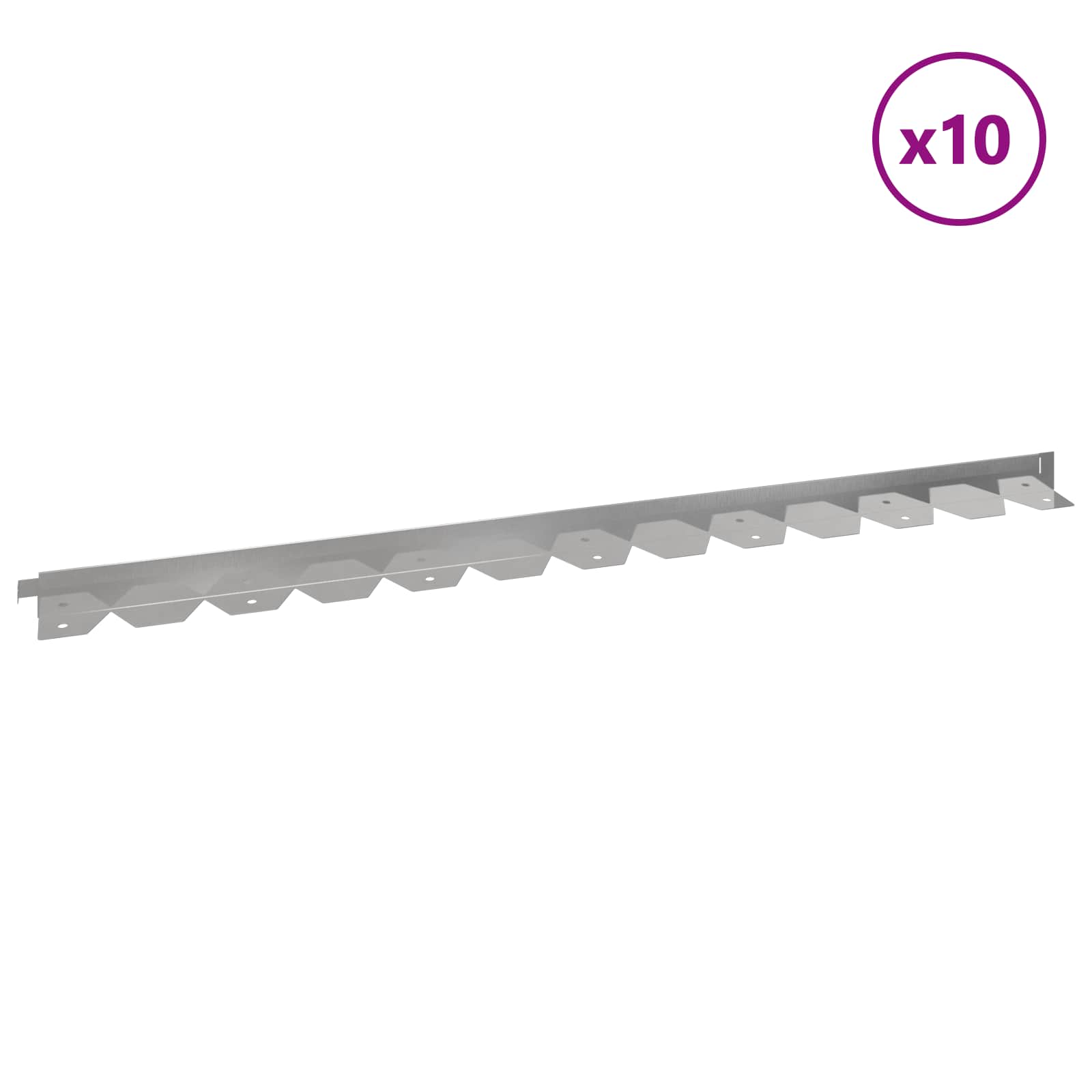 Ograda oko Travnjaka 10 pcs 102 x 4 x 4 cm Čelik Srebrna