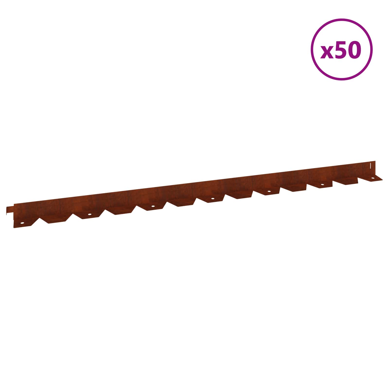 Ograda oko Travnjaka 50 pcs 102 x 4 x 4 cm Čelik Rđa